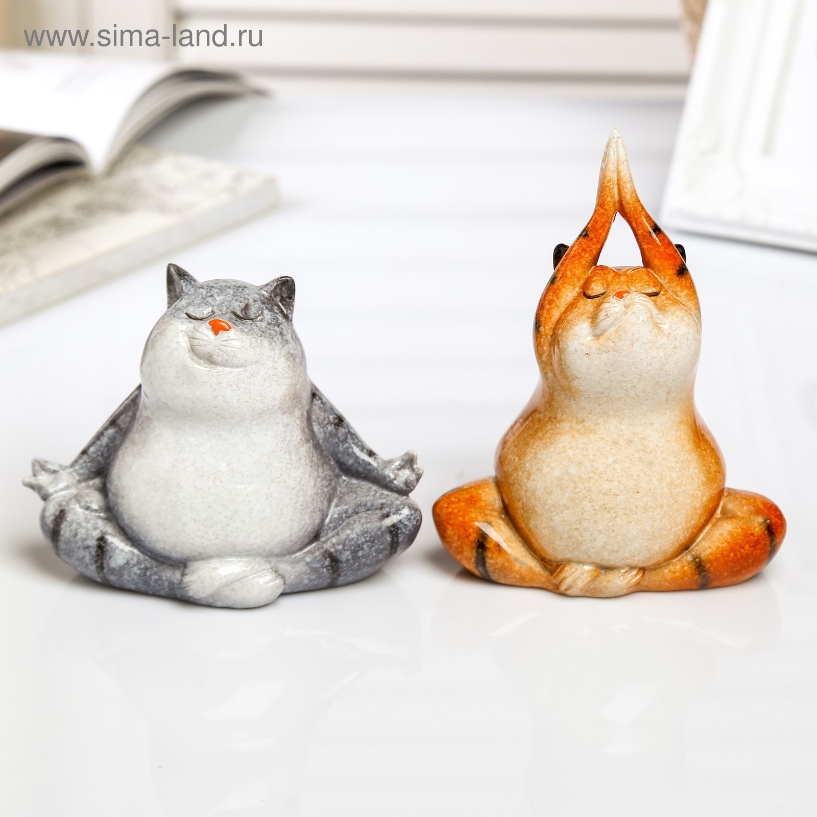 Изображение товара Сувенир полистоун лак Котик-йог МИКС 10х75х9 см 4278993