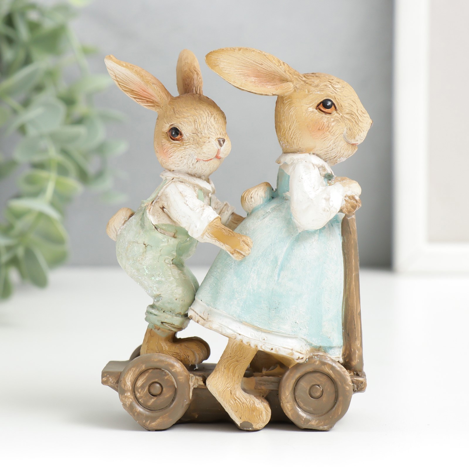 Изображение товара Сувенир полистоун Зайчики на самокате 115х4х85 см 7485977
