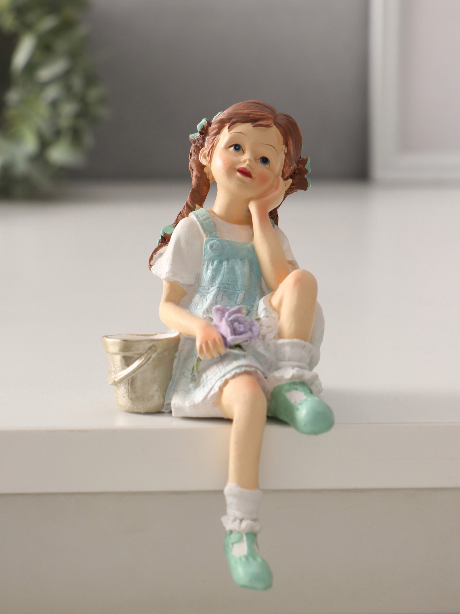 Изображение товара Сувенир полистоун Малышка в сарафане с розой и ведерком 9х75х145 см 10583344