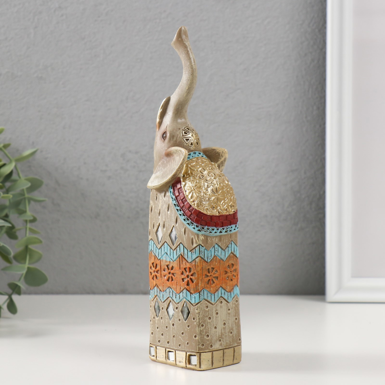 Изображение товара Сувенир полистоун Серый слон с хоботом вверх 44х52х22 см 10200655