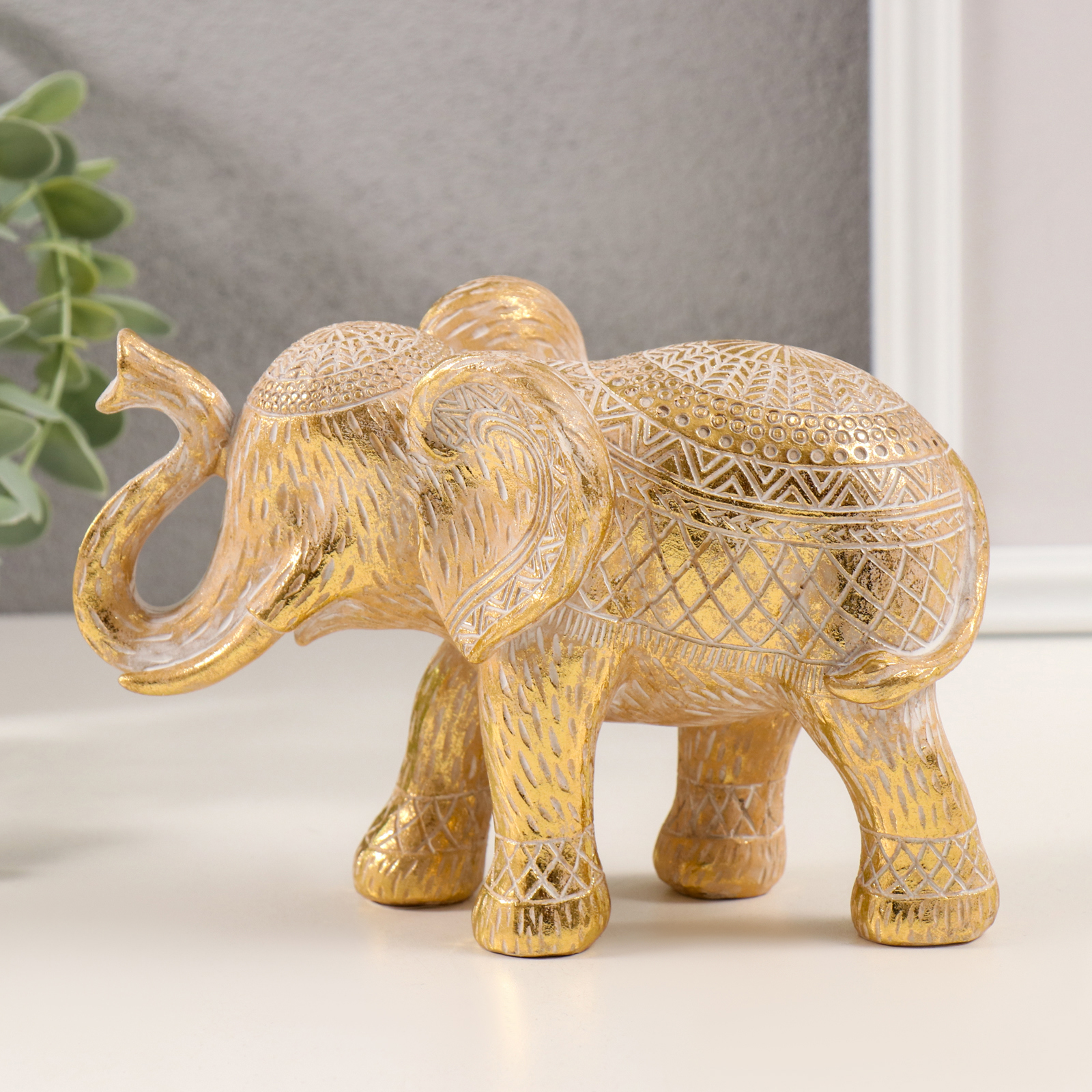 Изображение товара Сувенир полистоун Слон. Этнические узоры золото 17х5х11 см 10203896