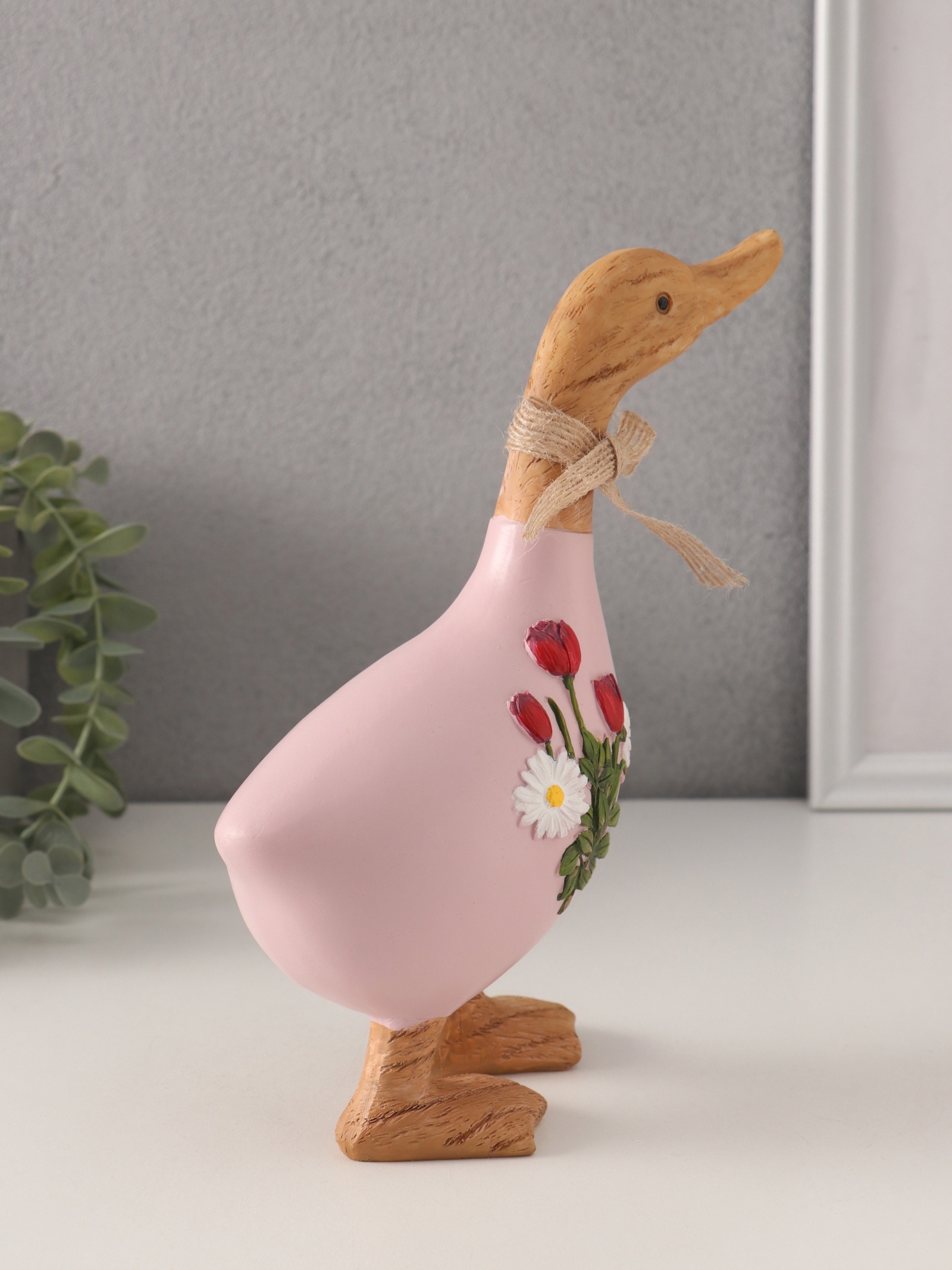 Изображение товара Сувенир полистоун Утка с ромашками и тюльпанами 17х75х215 см 10583277