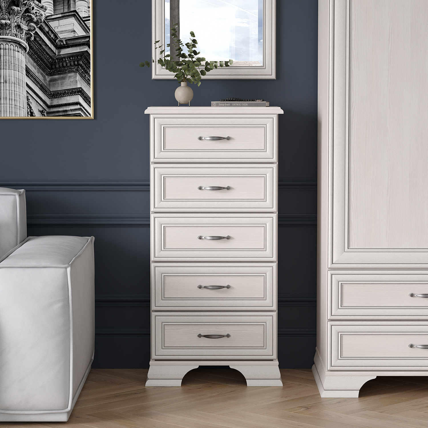 Изображение товара Комод Anrex 5S/50 Tiffany 5 ящиков 54x37x109.50 ЛДСП цвет вудлайн кремовый