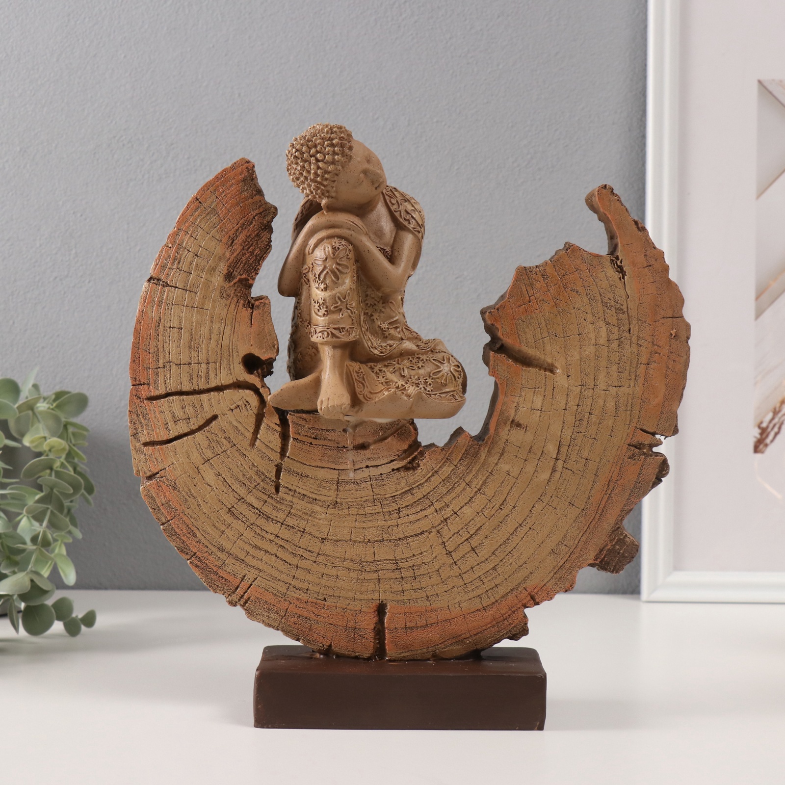 Изображение товара Сувенир полистоун Будда расслабленный в разрезе дерева 65х27х27 см 10664322
