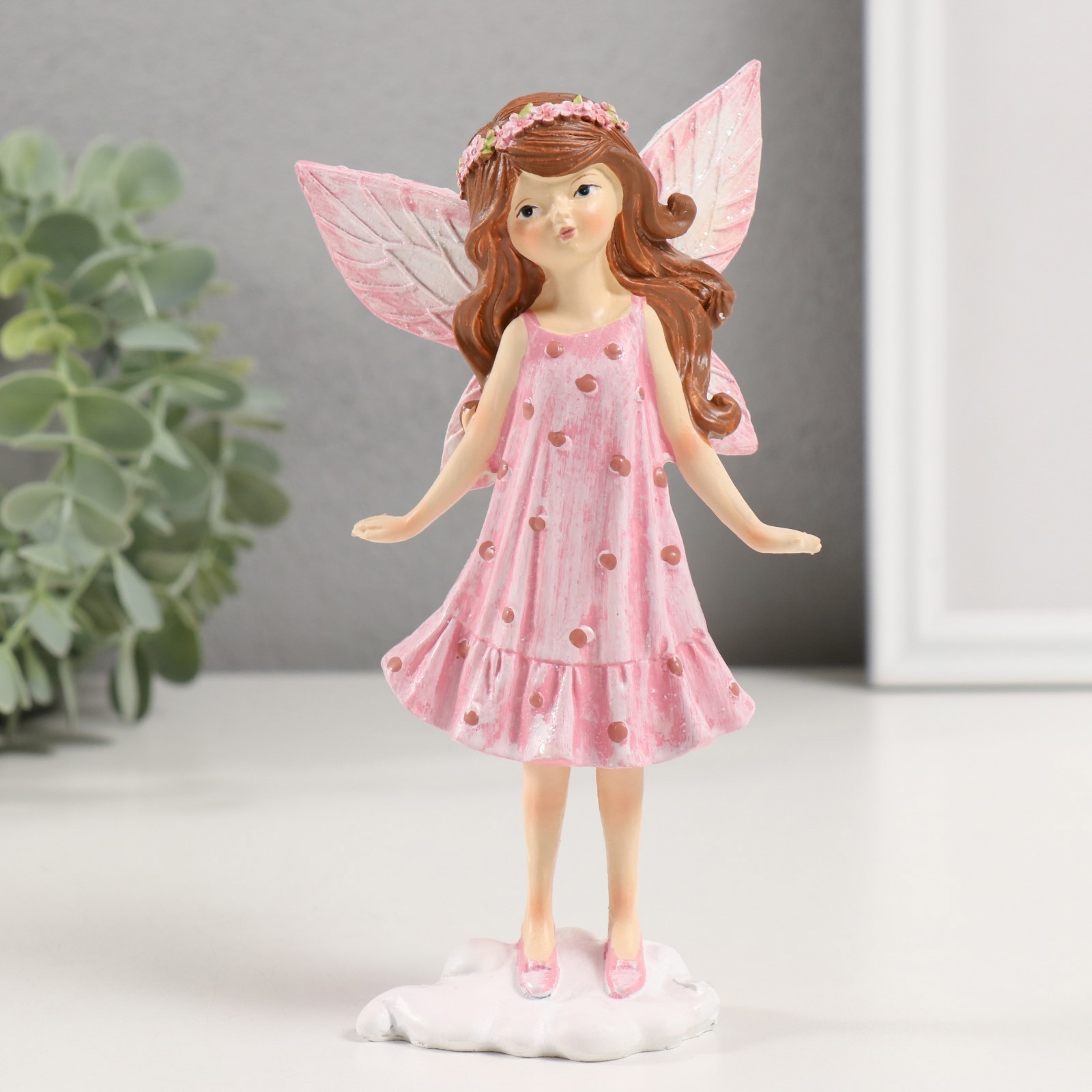 Изображение товара Сувенир полистоун Девочка-ангел с розовым венком в волосах 9х65х165 см 10324735