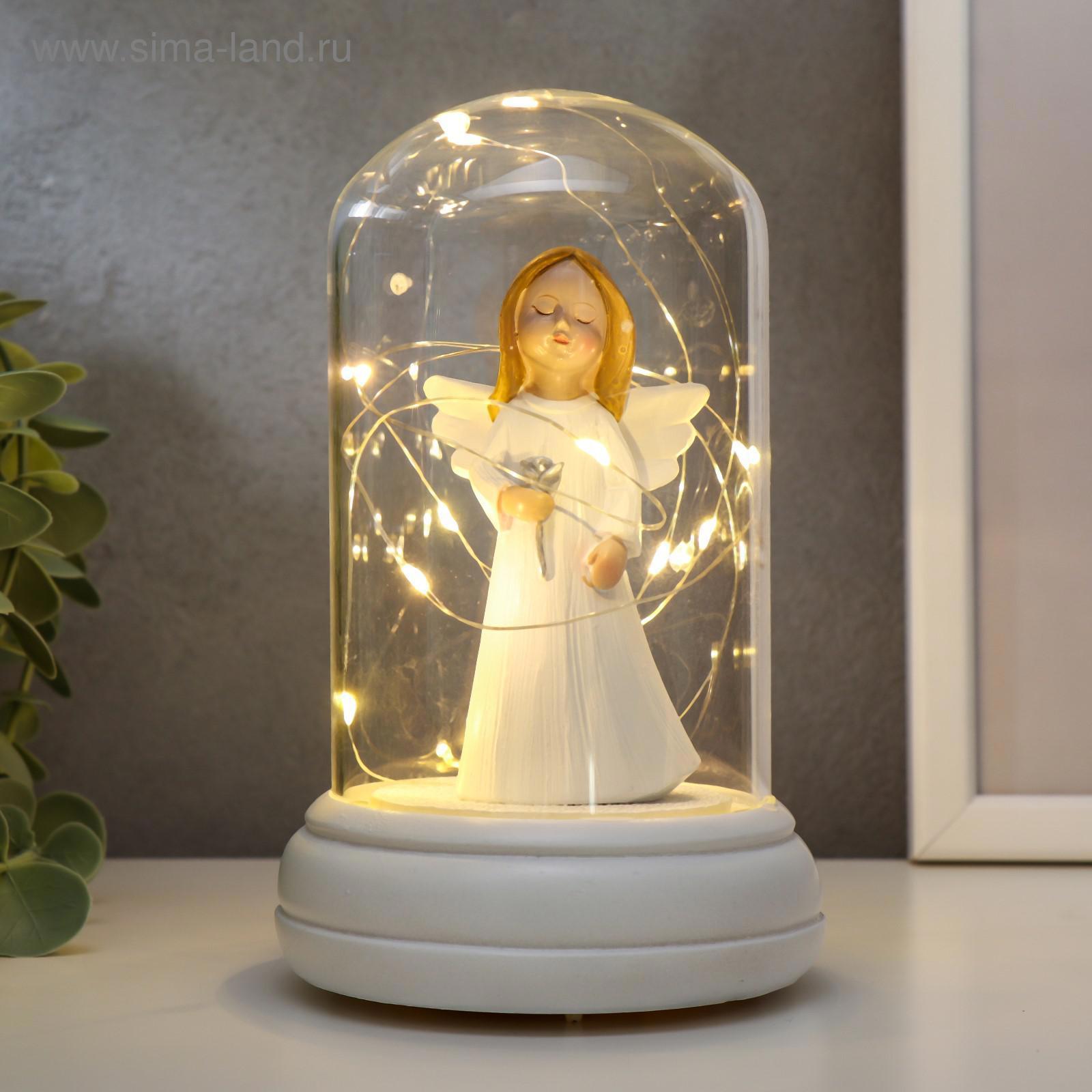 Изображение товара Ангел-девочка с пухлыми щёчками — декоративная светящаяся фигура из полистоуна