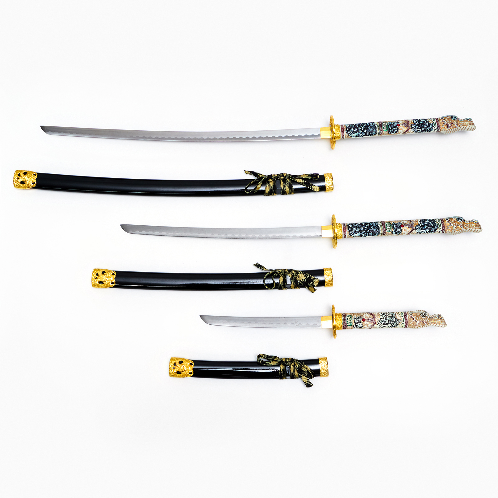 Изображение товара Сув. изделие катаны 3в1 на подставке ножны дерево голова дракона полистоун черн 60/90/108 272063