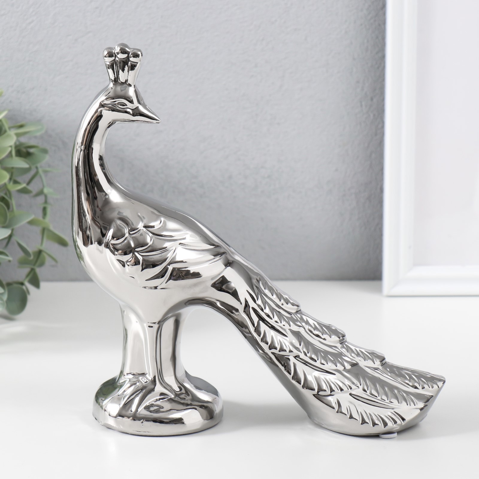 Изображение товара Сувенир керамика Павлин серебро 205х7х215 см 9841131