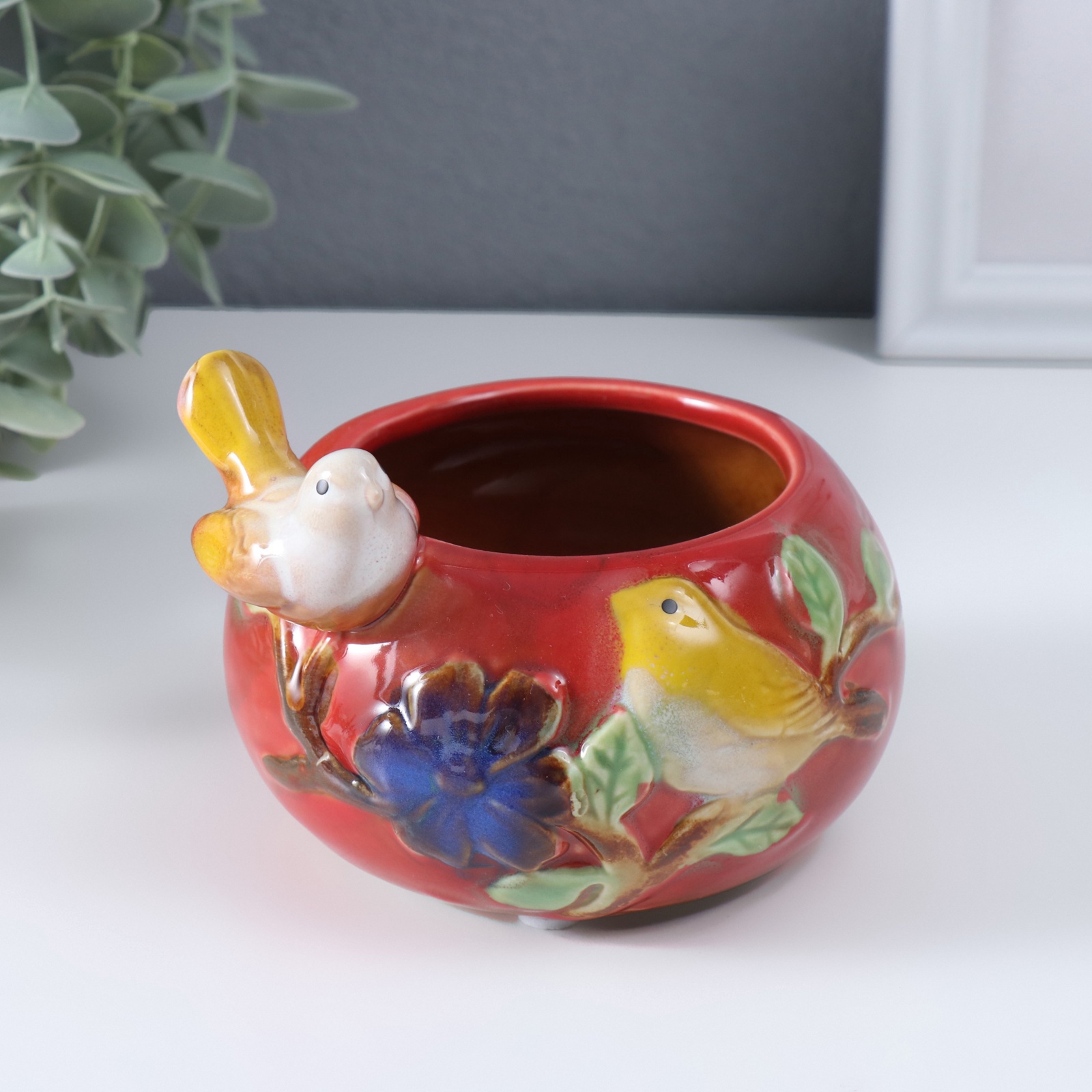 Изображение товара Сувенир керамика подставка Серая птичка на чаше МИКС 11х115х85 см 10705201