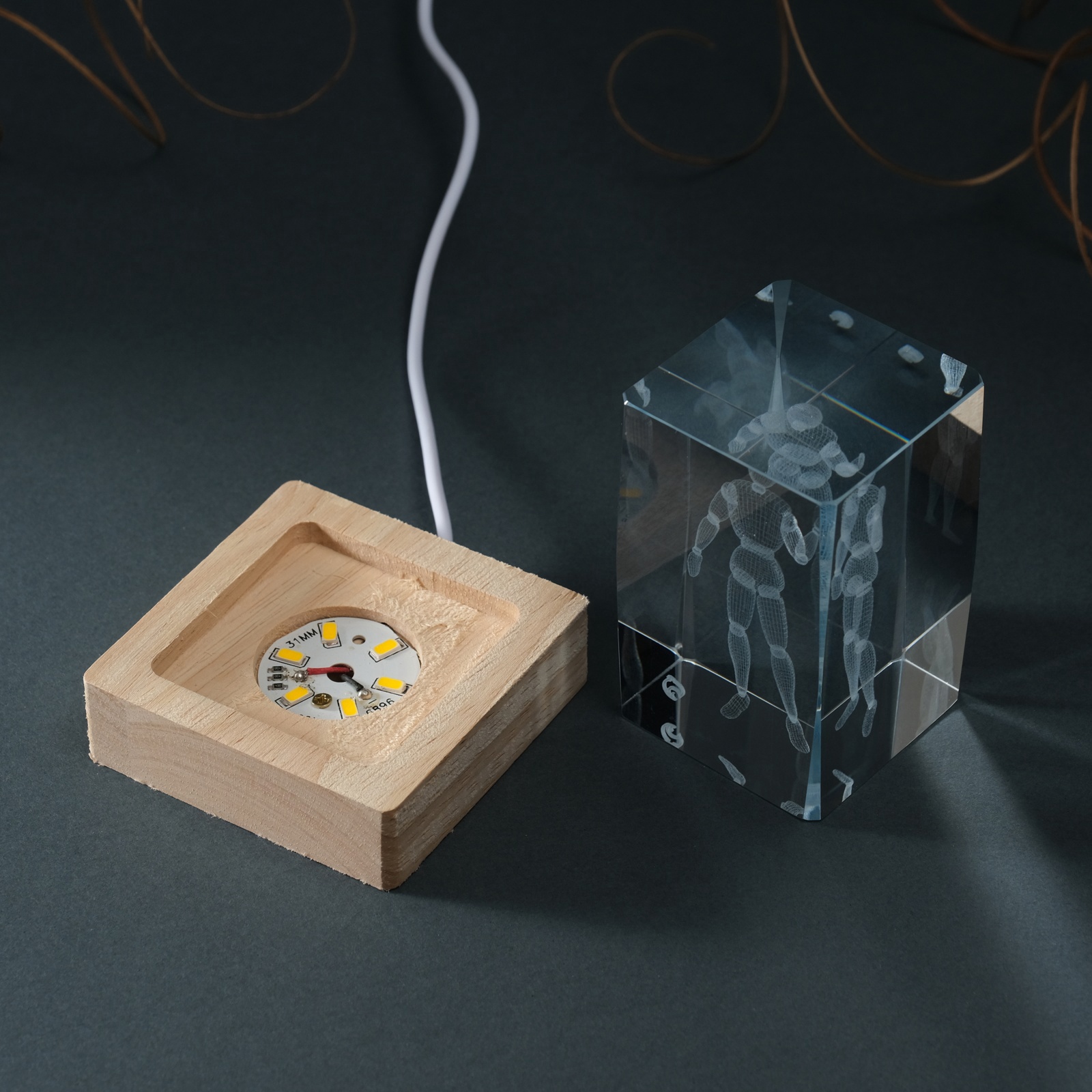 Изображение товара Сувенир-стекло подсветка Прямоугольник 7×7×10 см