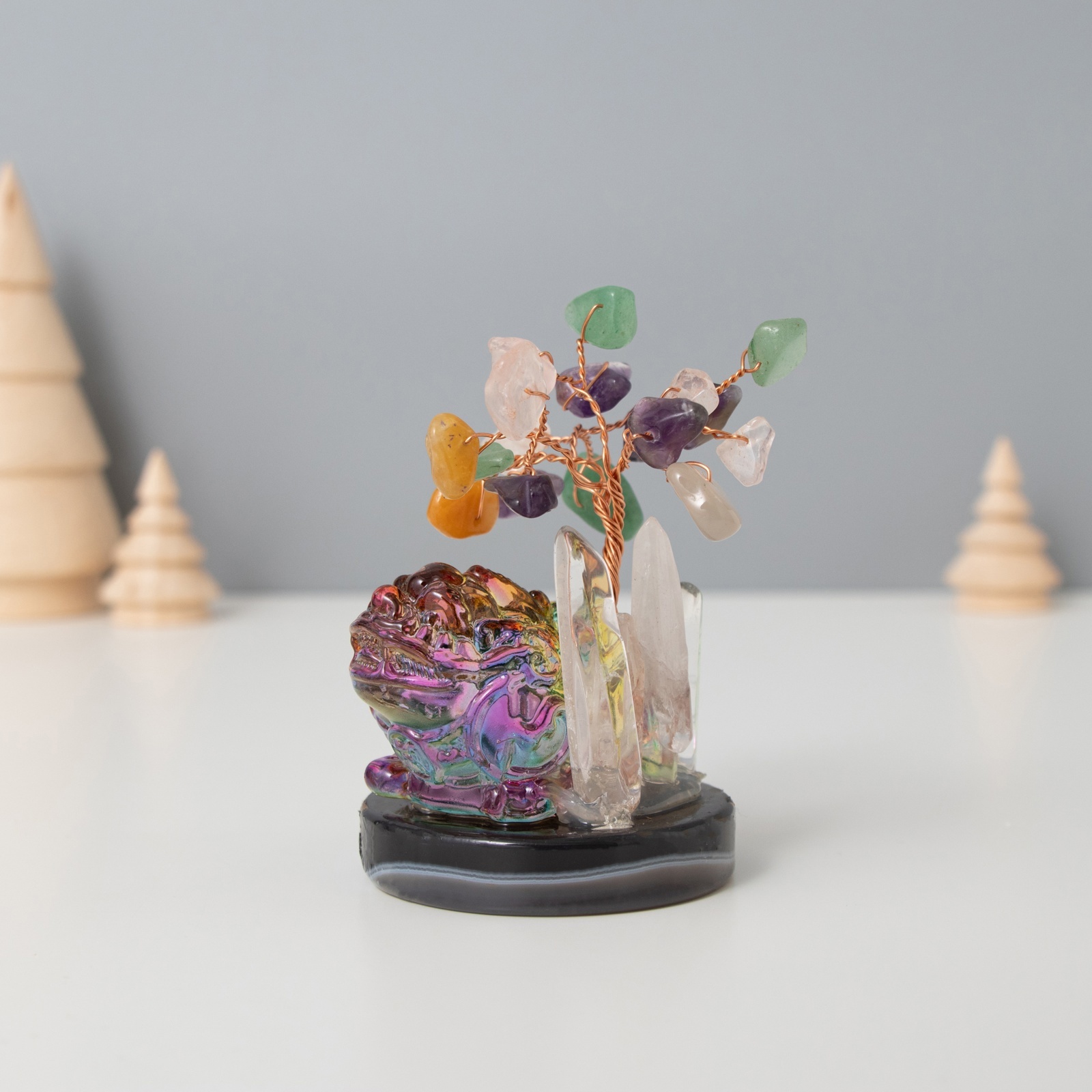 Изображение товара Сувенир стекло металл Деревце под защитой льва 18 камней цветной 55х55х9 см 10654264