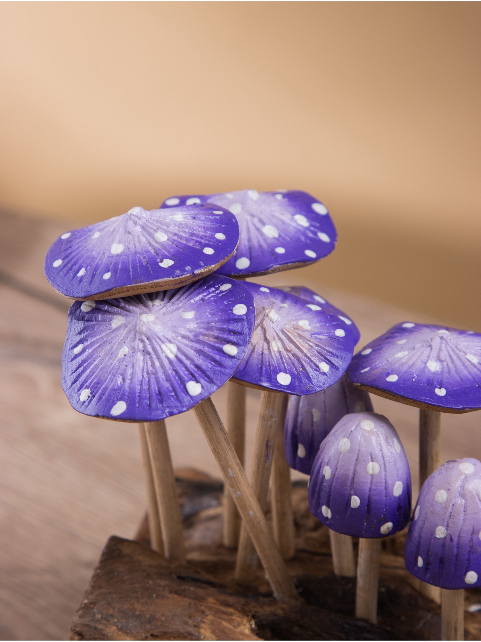 Изображение товара Сувенир Грибочки дерево 25х10х15 см цв. сине-белый 10485812