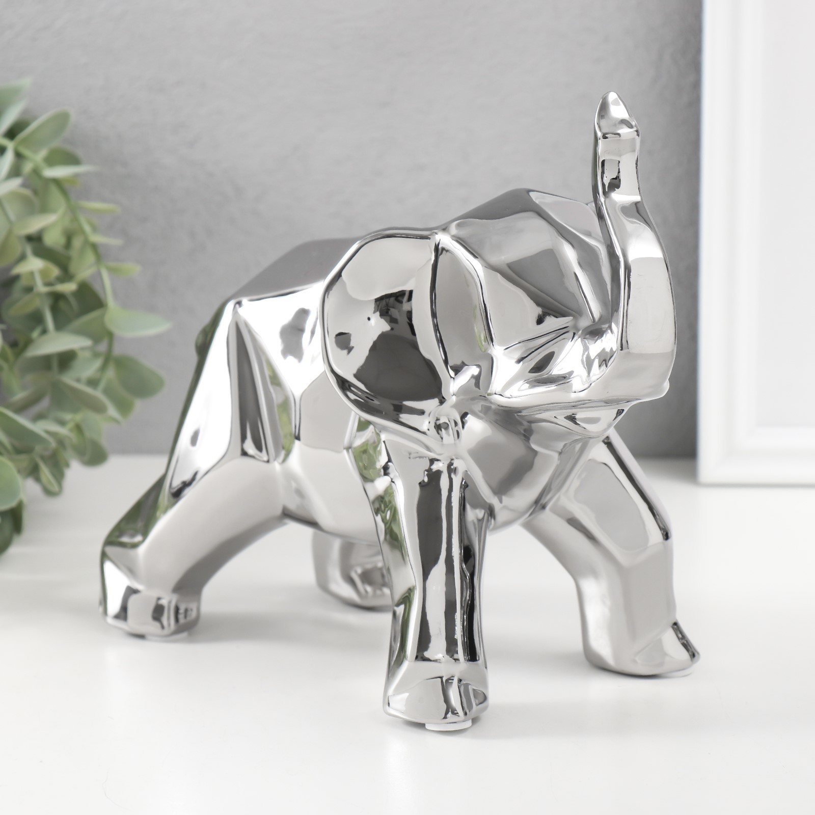 Изображение товара Сувенир керамика Геометрия. Слон серебро 11х26х18 см 10212801
