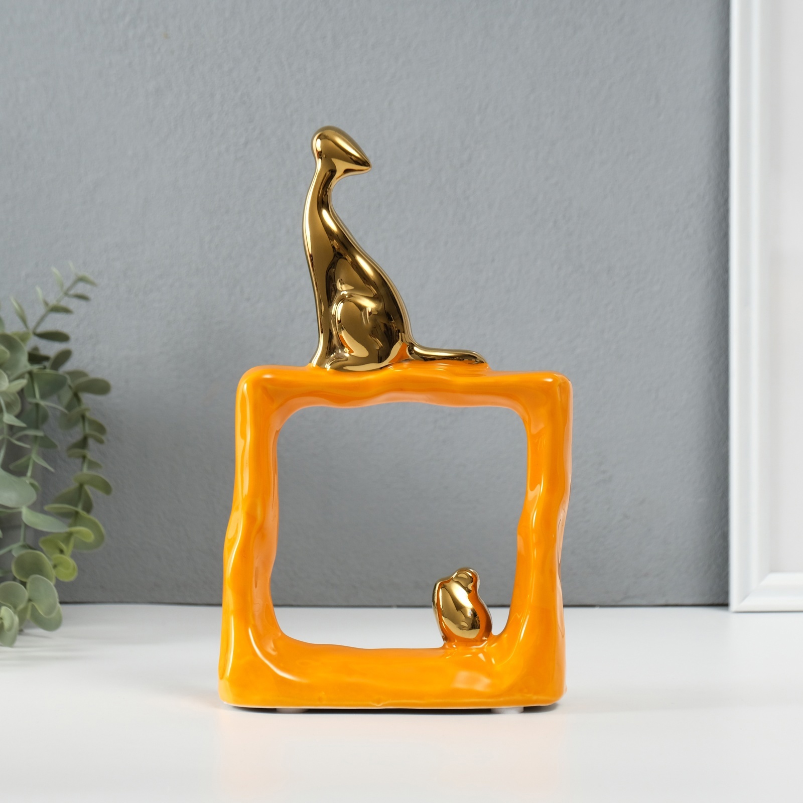 Изображение товара Сувенир керамика Кошки-мышки. Квадрат оранжевый с золотом 52х135х23 см 10323649