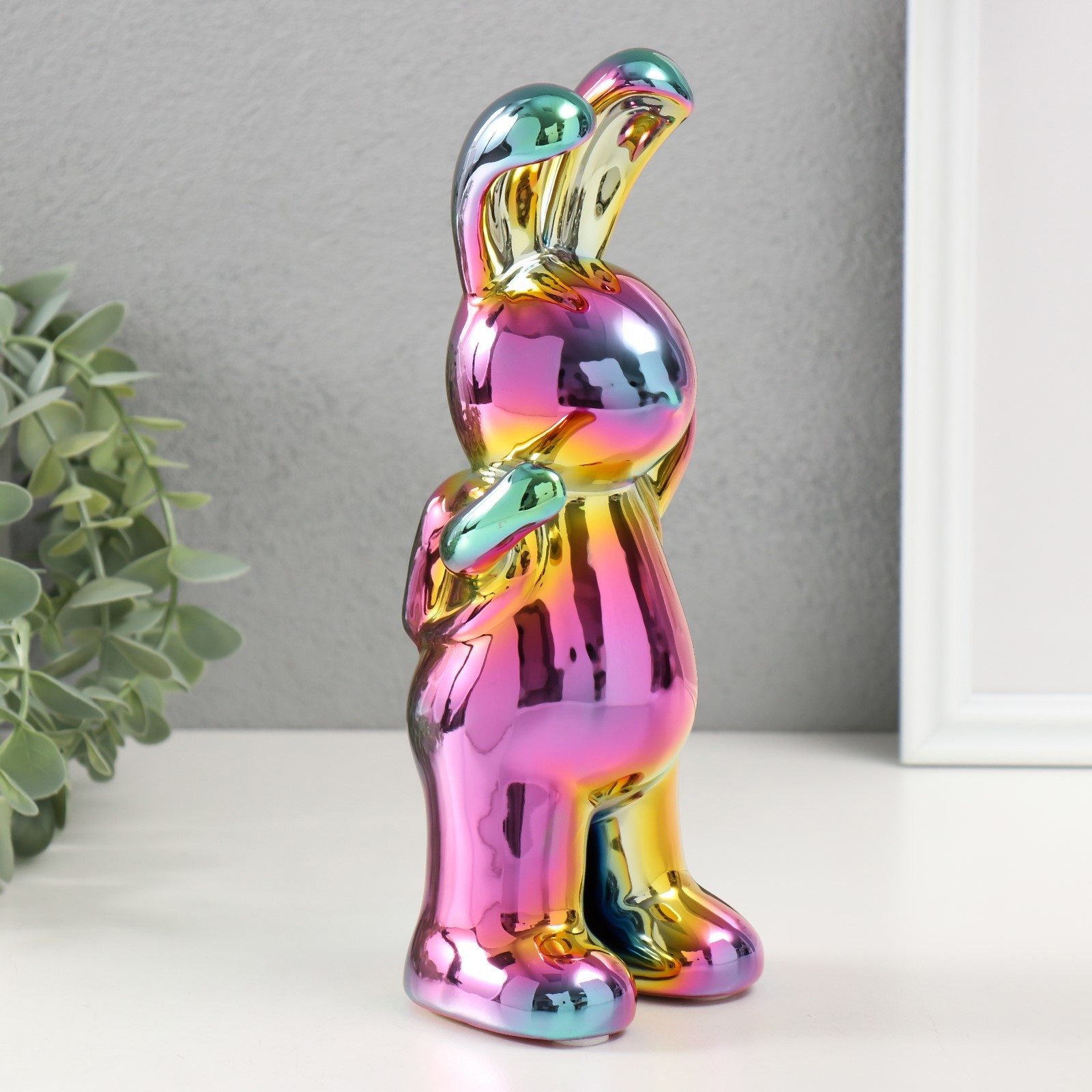 Изображение товара Сувенир керамика Модный зайка зеленый хамелеон 7х95х22 см 10212804