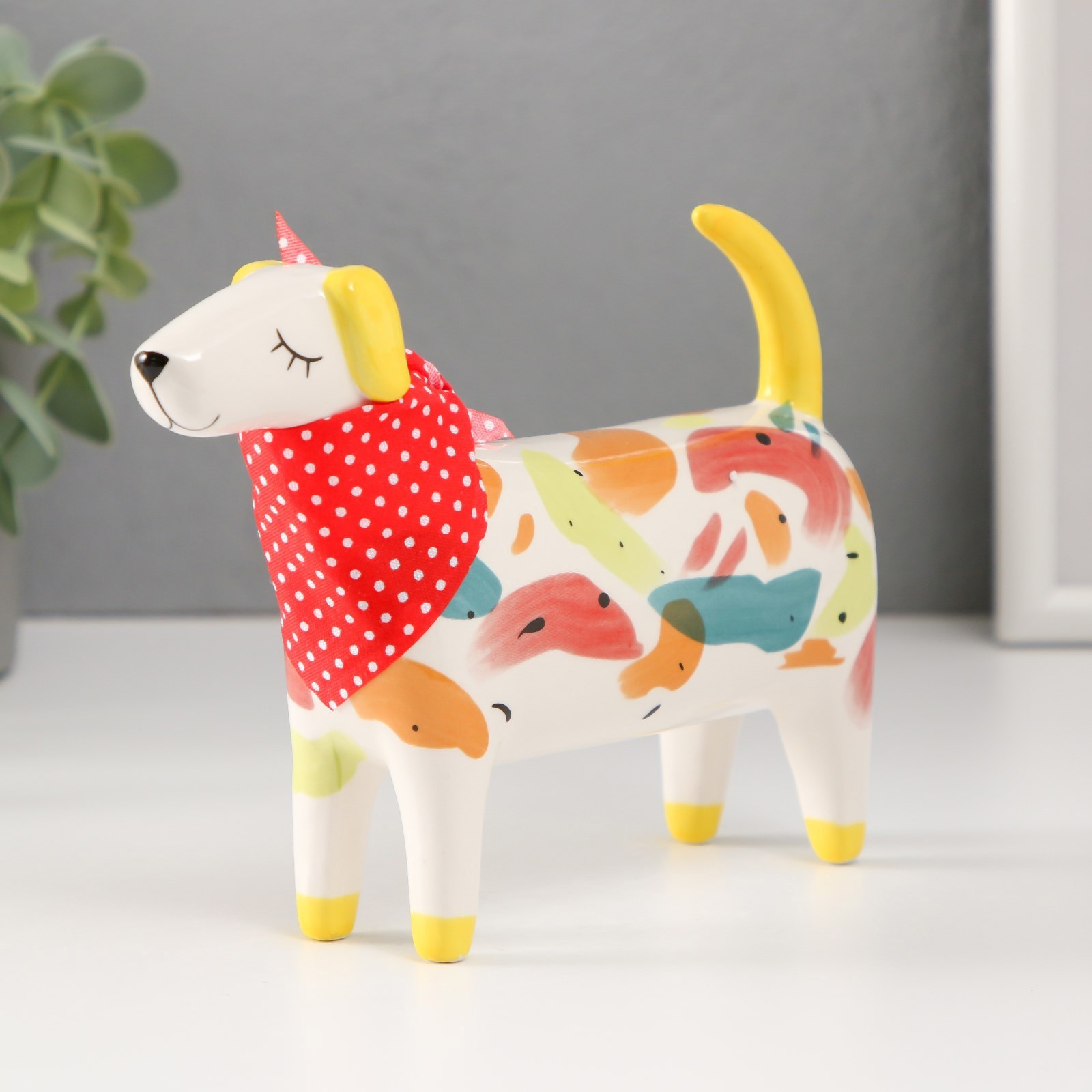 Изображение товара Декоративная фигура СИМА-ЛЕНД Пёсик с косынкой разноцветные пятна