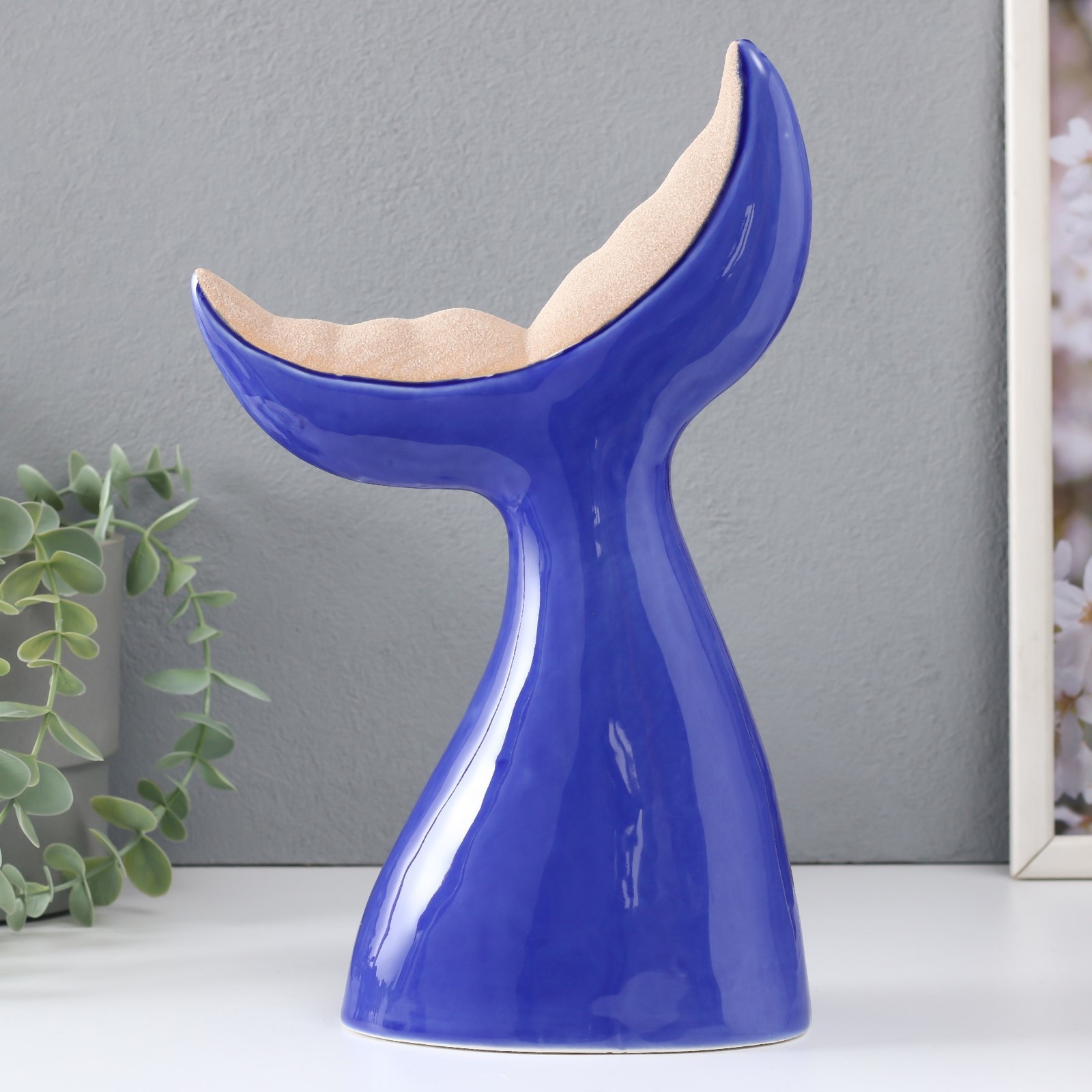 Изображение товара Сувенир керамика Хвост кита ярко-синий 194х92х29 см 9704774