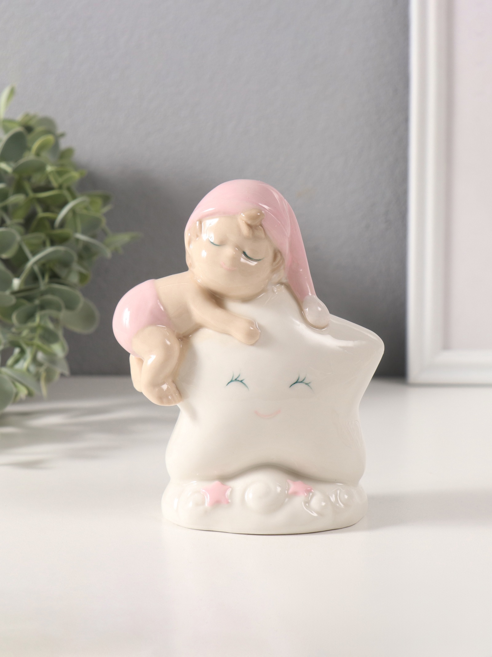 Изображение товара Сувенир керамика свет Малышка в розовом колпаке на звёздочке 6х105х125 см 10495285