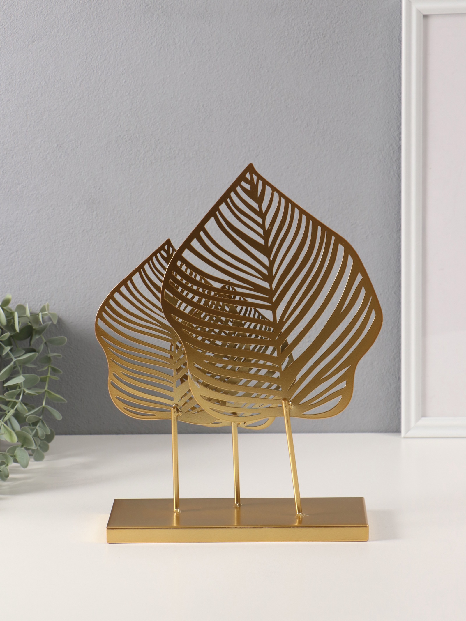 Изображение товара Сувенир металл Листья Монстеры синний 8×25×31 см