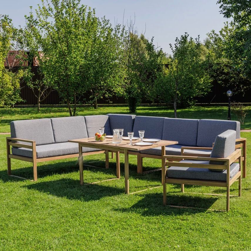 Изображение товара Набор садовой мебели для обеда Brooklyn из акации с чехлами 6 мест