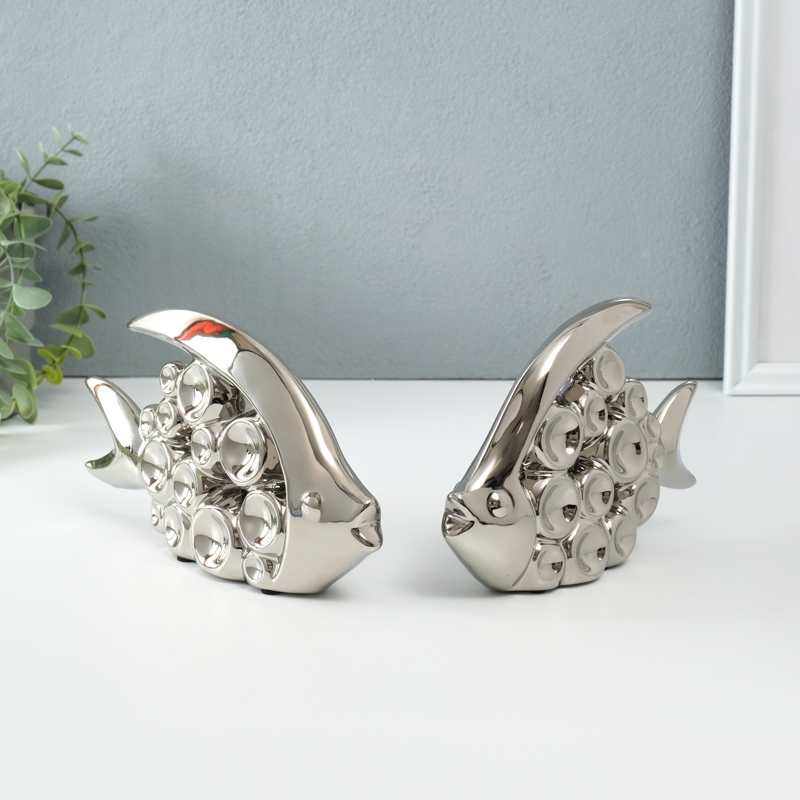 Изображение товара Сувенир керамика Две рыбки - пузырьки серебро набор 2 шт 48х22х12 48х175х13 см 10323666