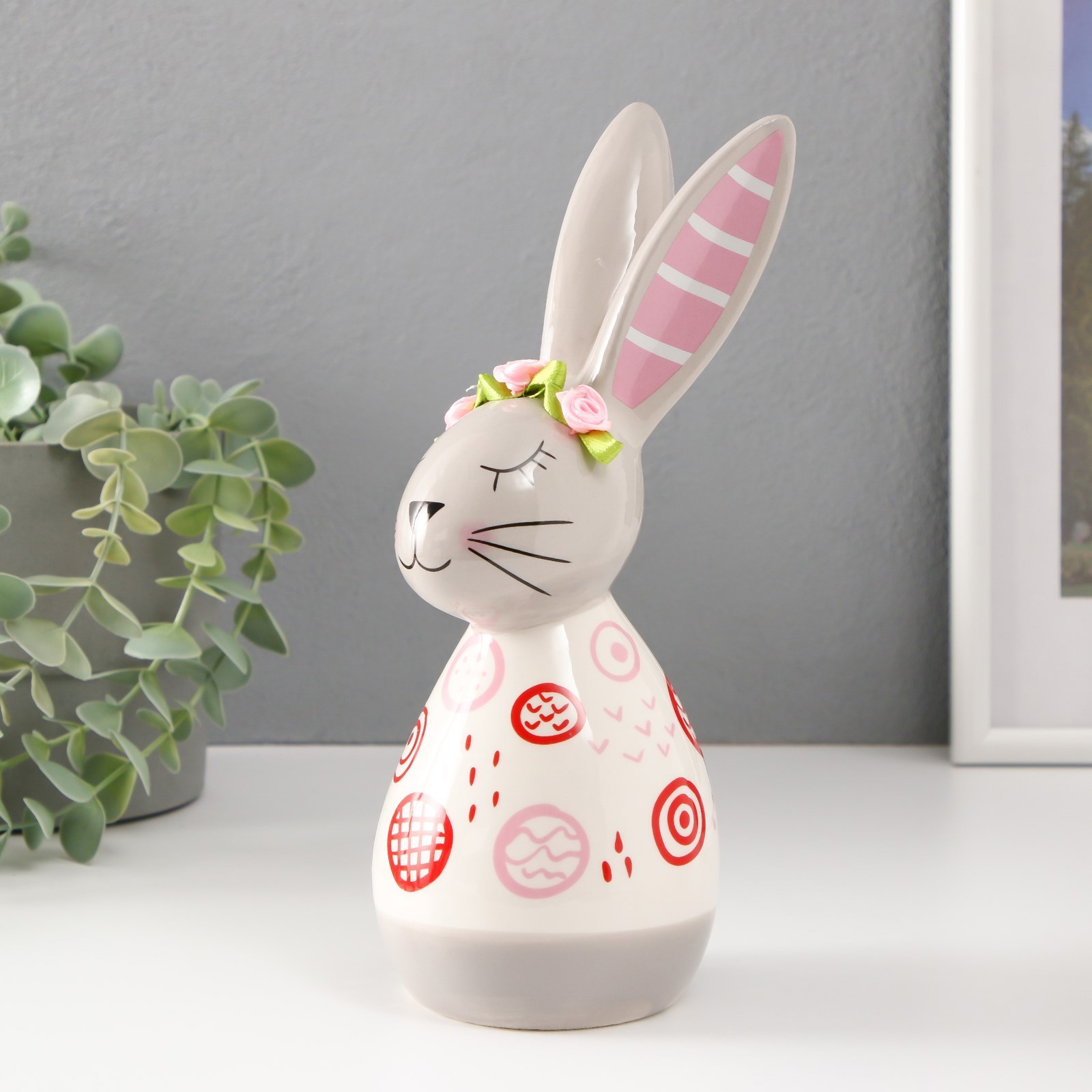 Изображение товара Кролик спящий. Каракули — декоративная керамическая фигура