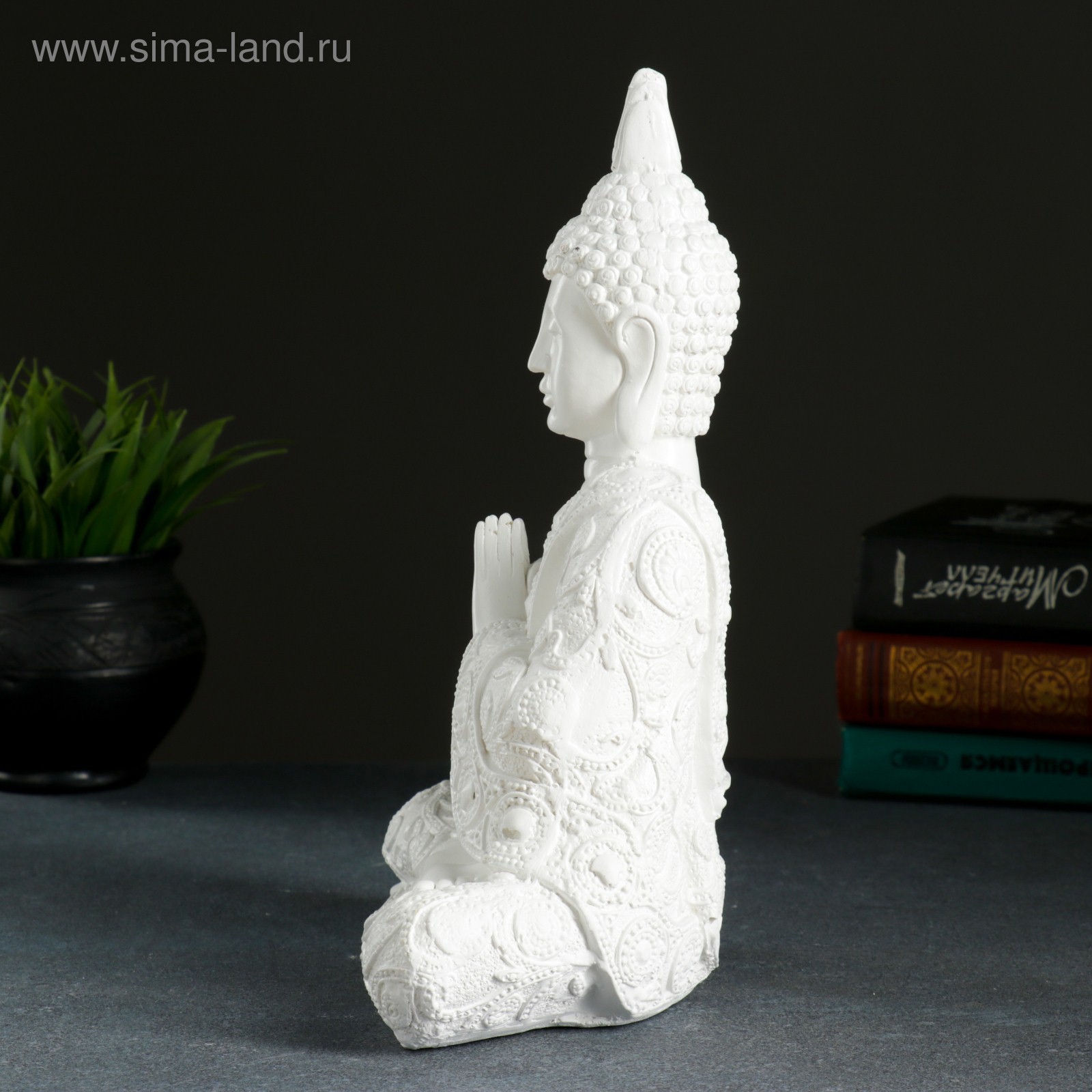 Изображение товара Будда средний белый — декоративная фигура 12x20x29 см