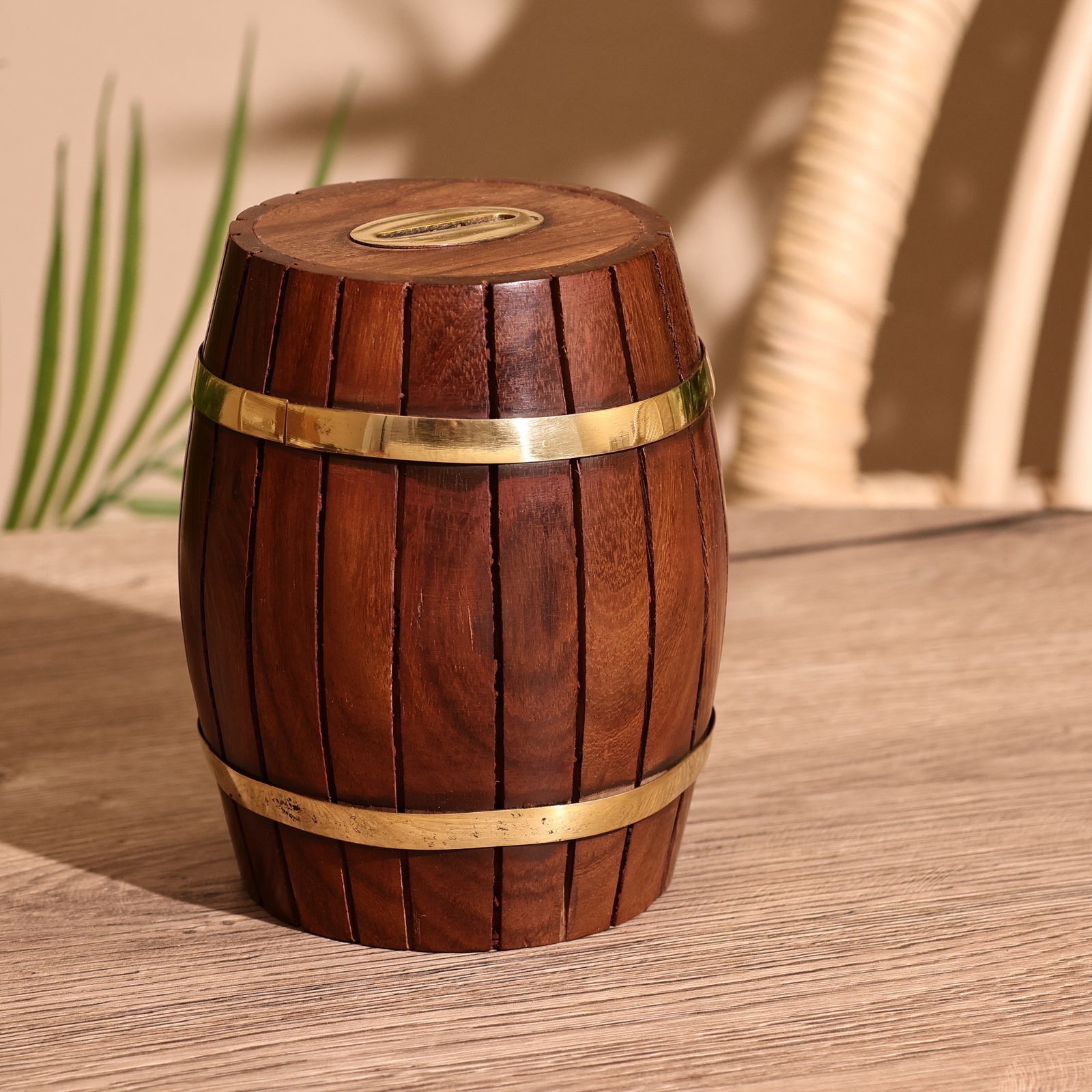 Изображение товара Копилка Бочка 10х10х12 см манговое дерево 9916824