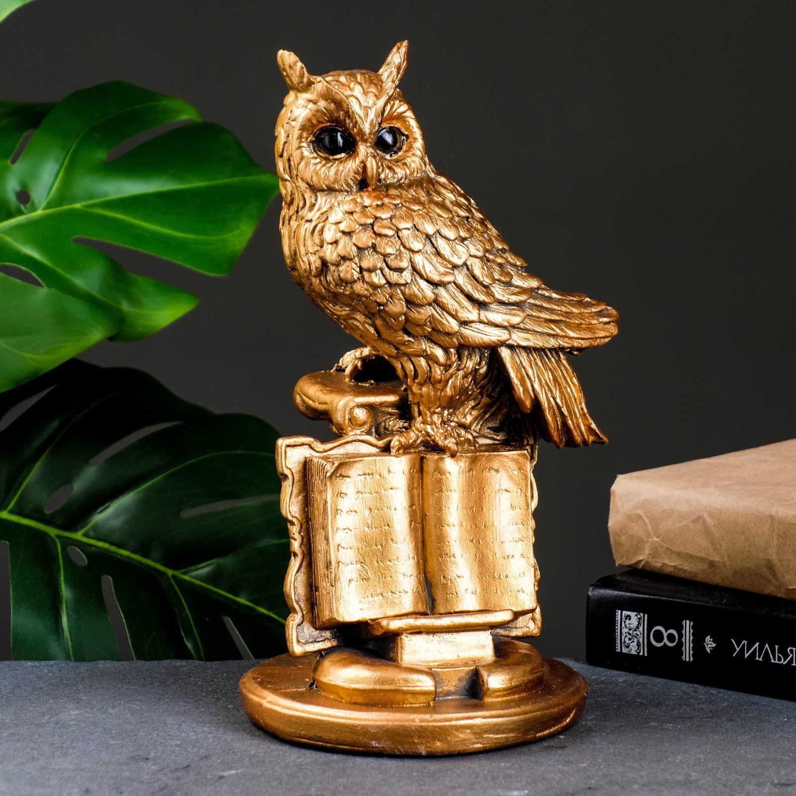 Изображение товара Копилка Сова в книге малая бронза 14x17x27 см