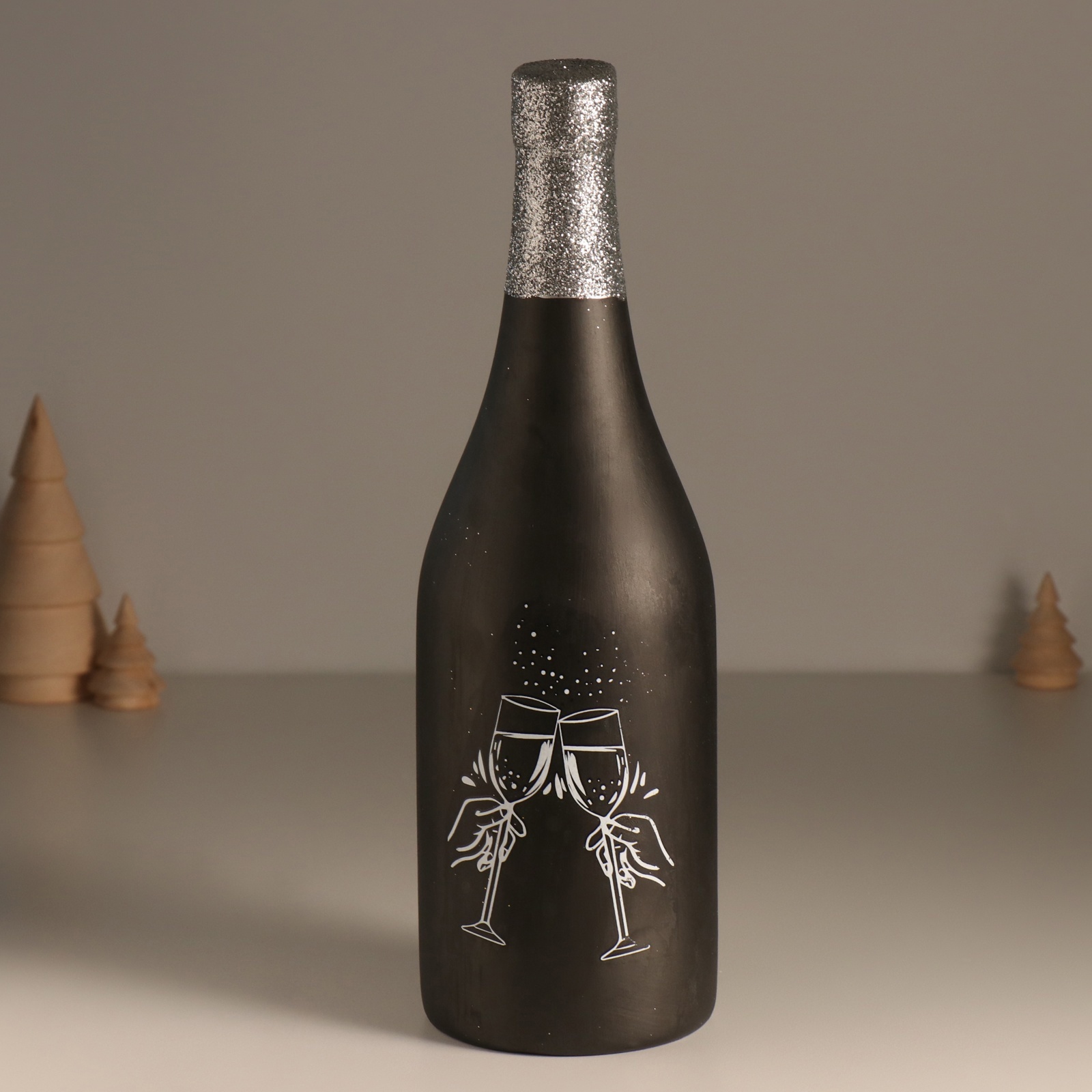 Изображение товара Копилка керамика Бутылка шампанского - Игристое искристое чёрная 95х95х30 см 10524303