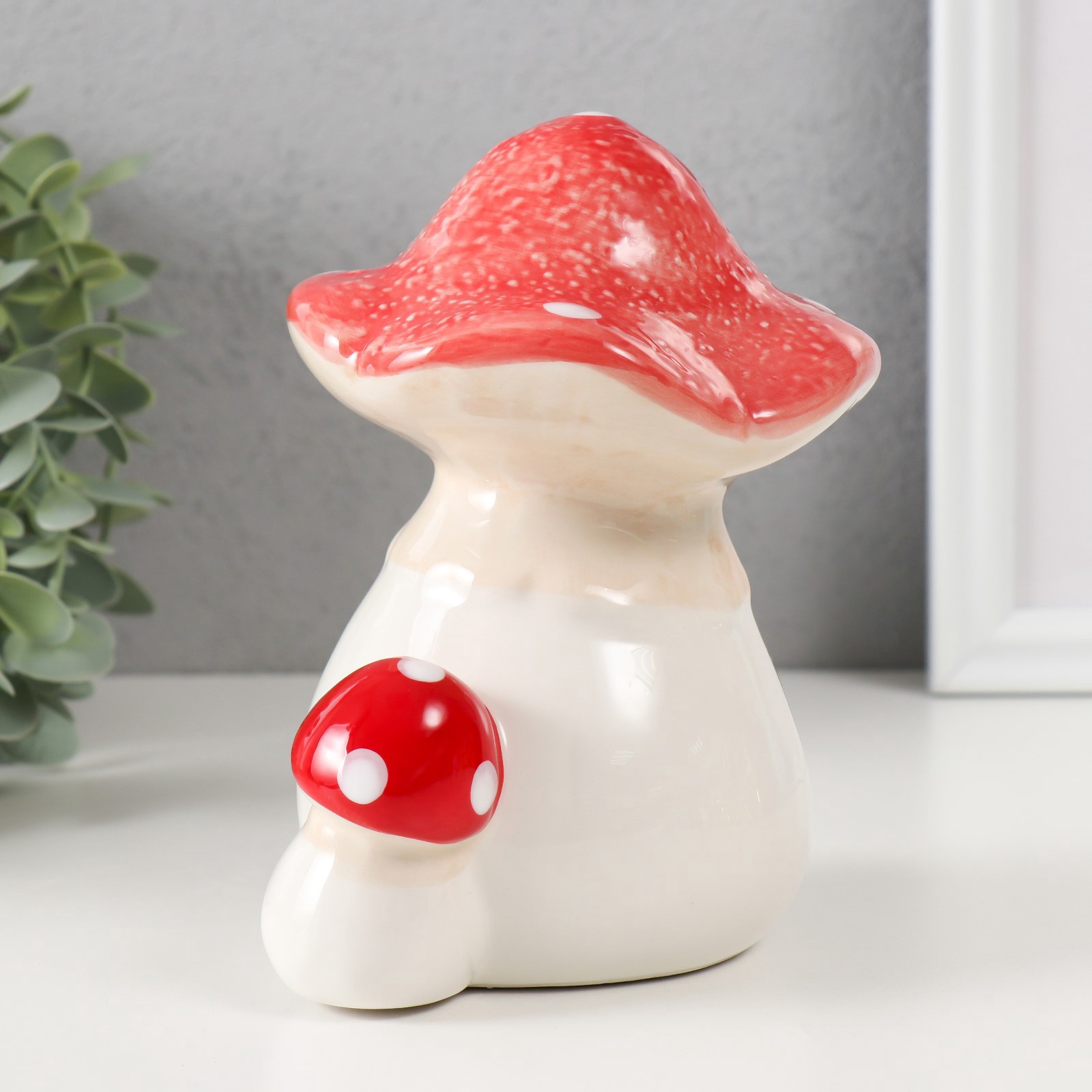 Изображение товара Копилка керамическая Два мухоморчика, 12x9x15,5 см