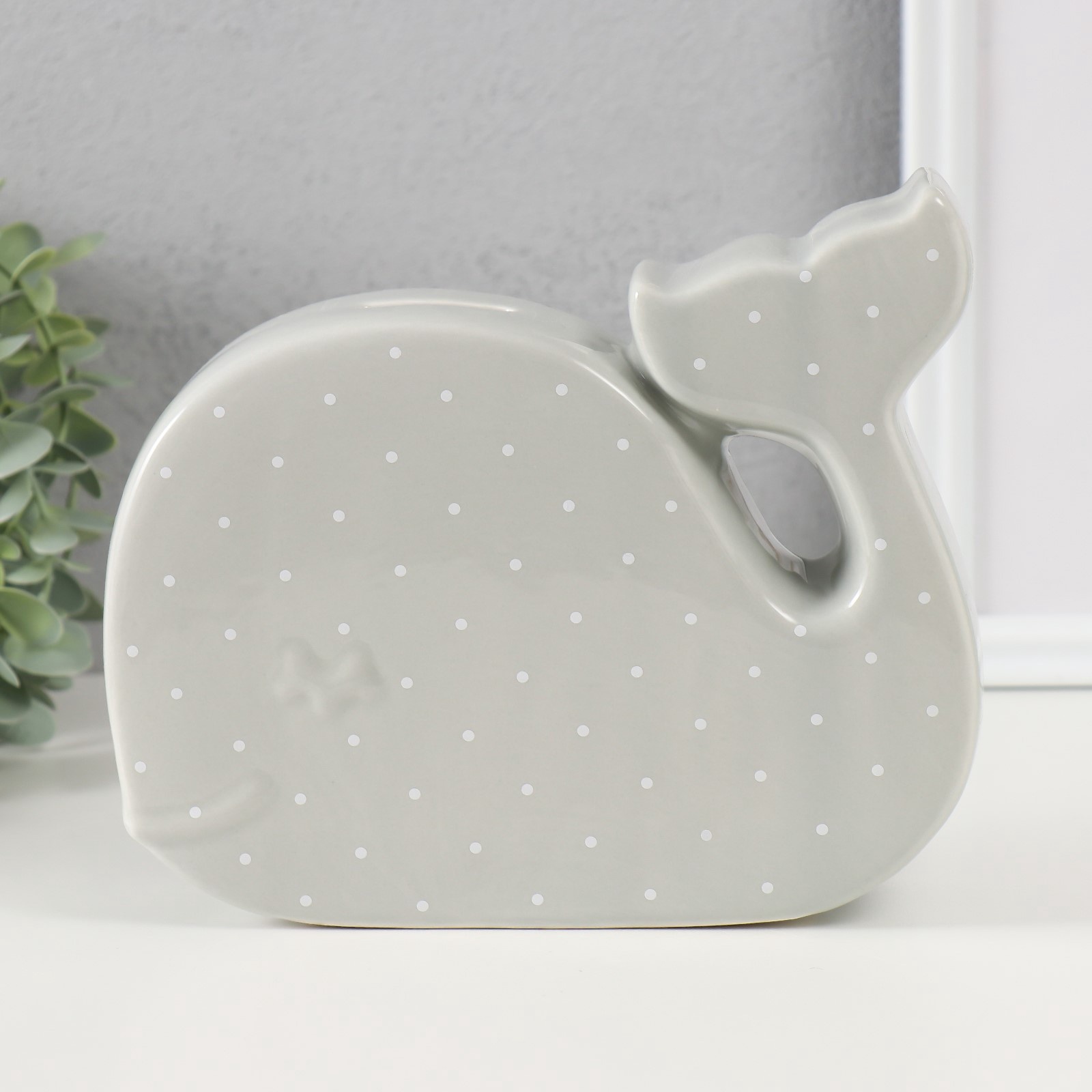 Изображение товара Копилка керамика Китёнок в горох серый 215х52х182 см 9735426