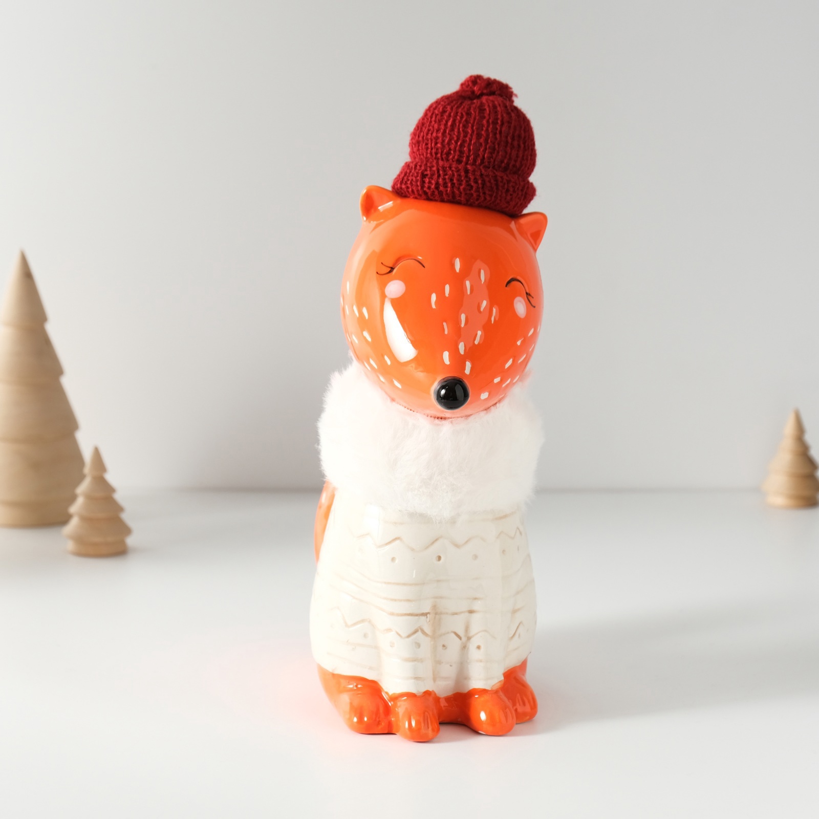 Изображение товара Копилка керамика Лисёнок в сером свитере и шапке 78х157х25 см 10327666