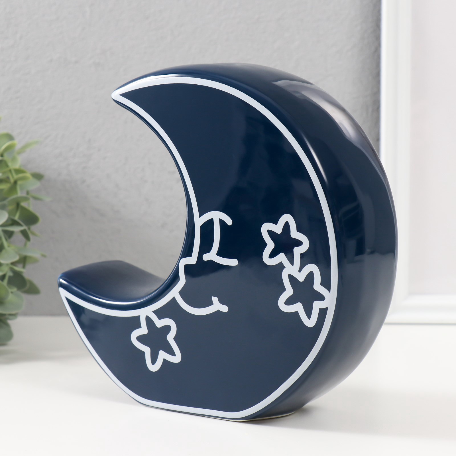 Изображение товара Копилка керамика Месяц со звёздами синий 20х55х198 см 9735424