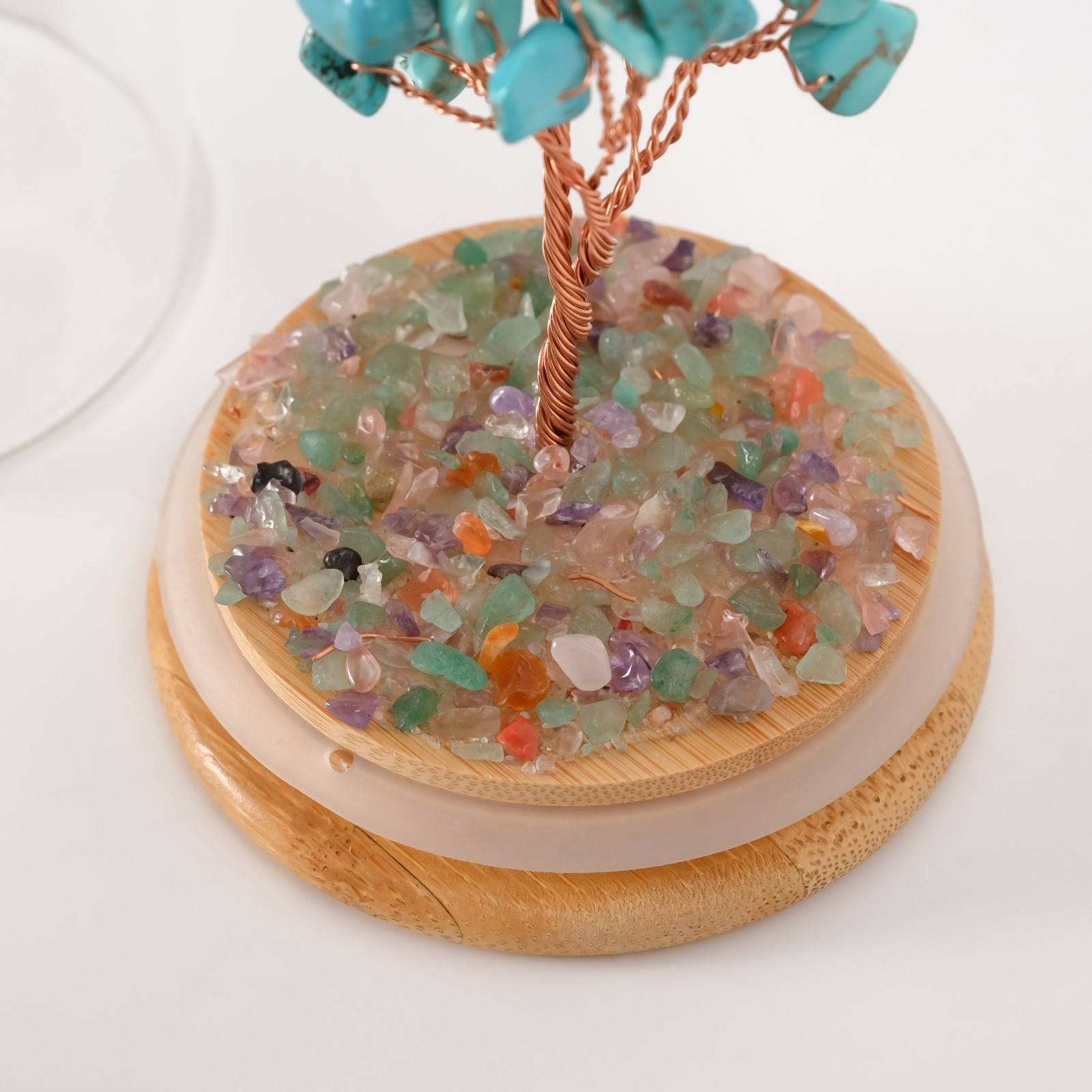 Изображение товара Денежное дерево в колбе с ручкой бирюзовый 36 камней — 8,2×8,2×13 см