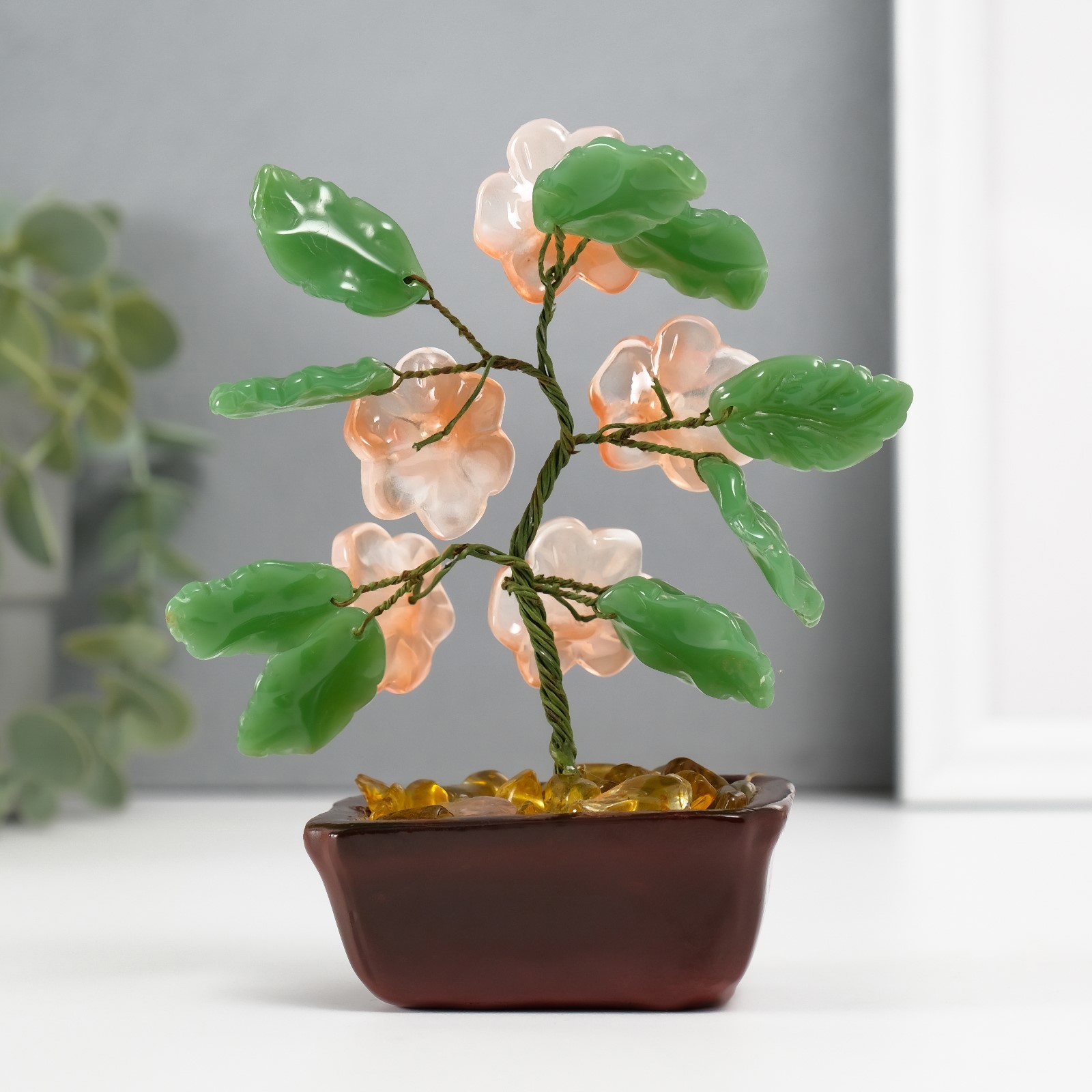 Изображение товара Сувенир бонсай Цветочное дерево розовый 5 цветков 7х52х13 см 10471403