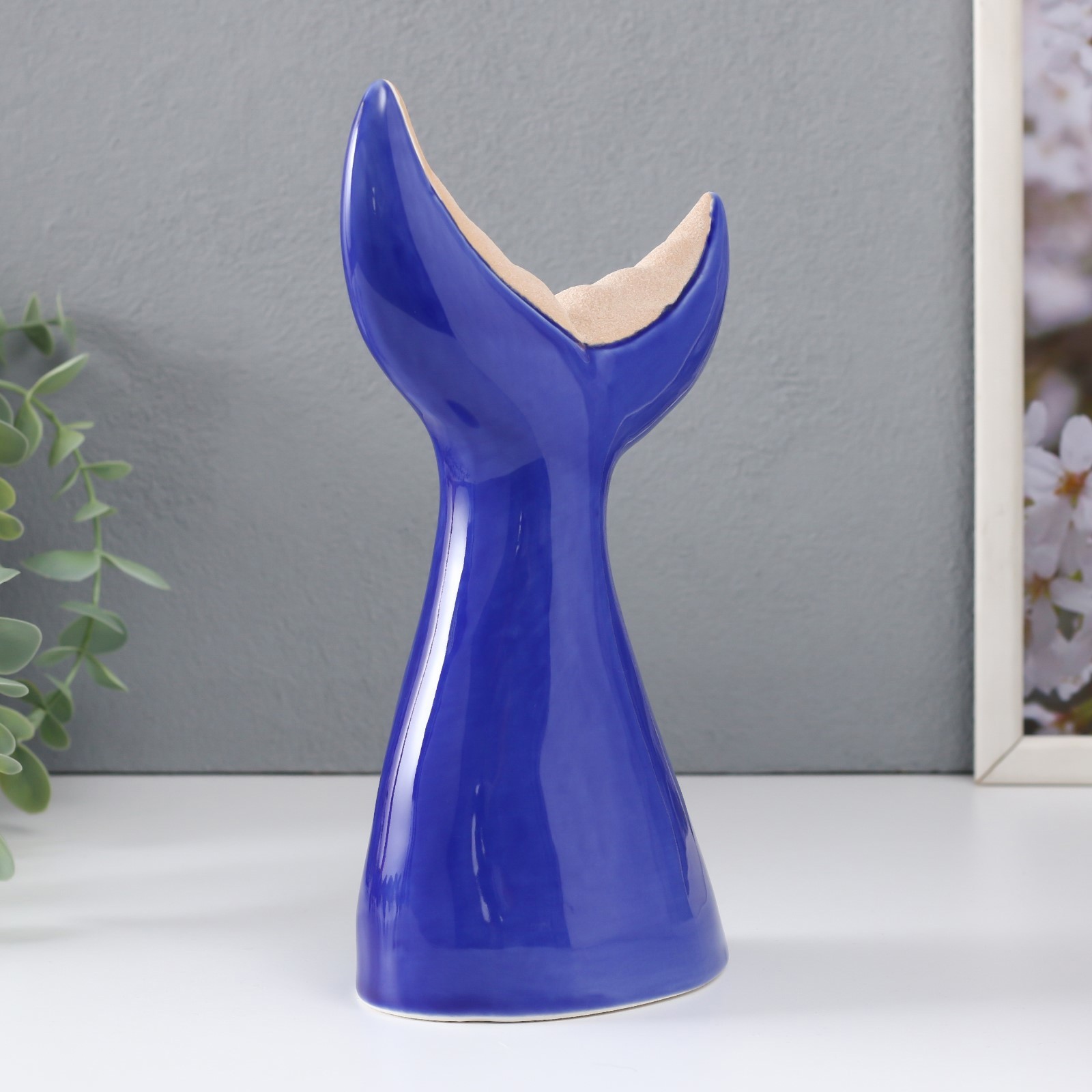 Изображение товара Сувенир керамика Большой хвост кита песочно-синий 138х8х226 см 9704773