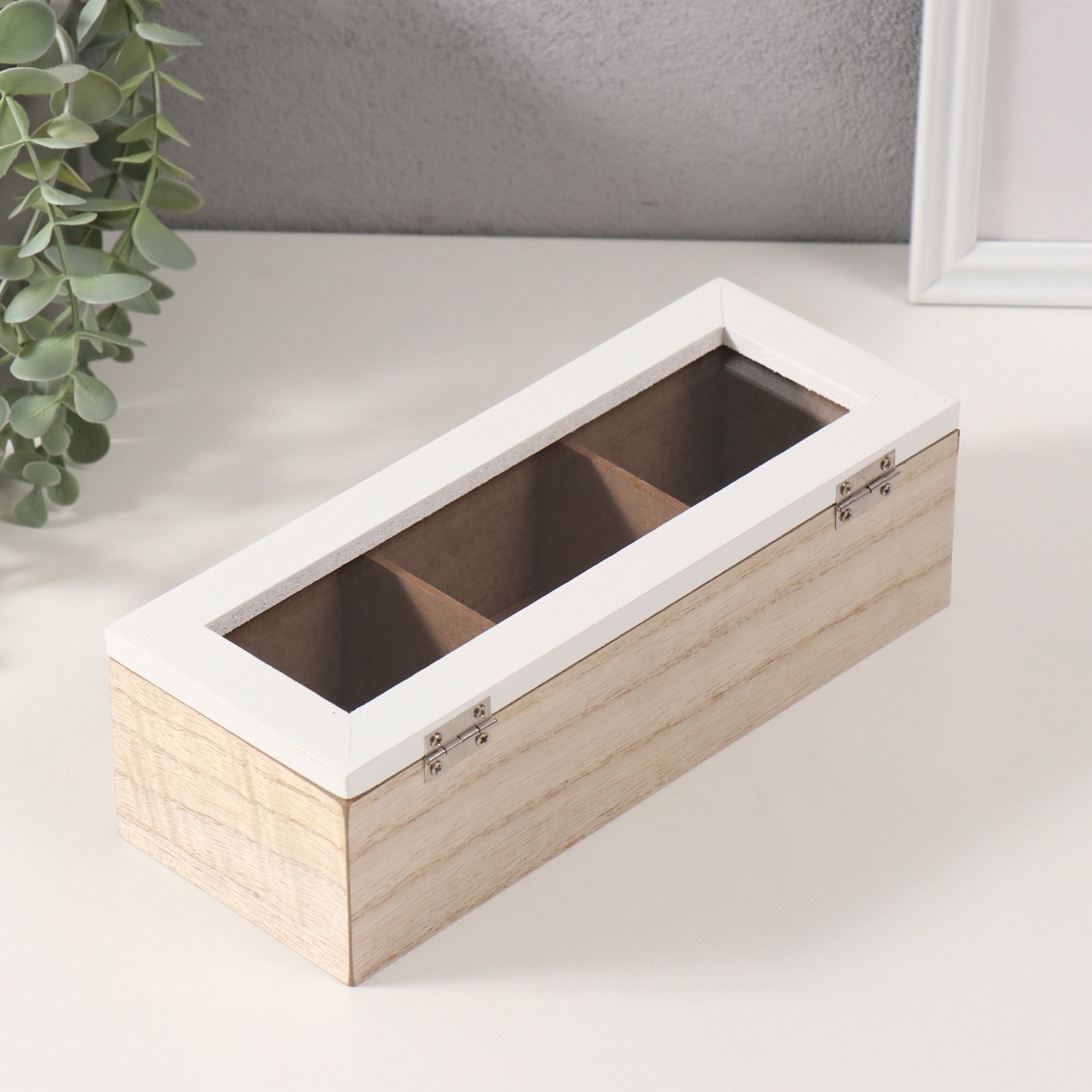 Изображение товара Шкатулка дерево 3 деления Домики и деревья 9х234х72 см 10524388