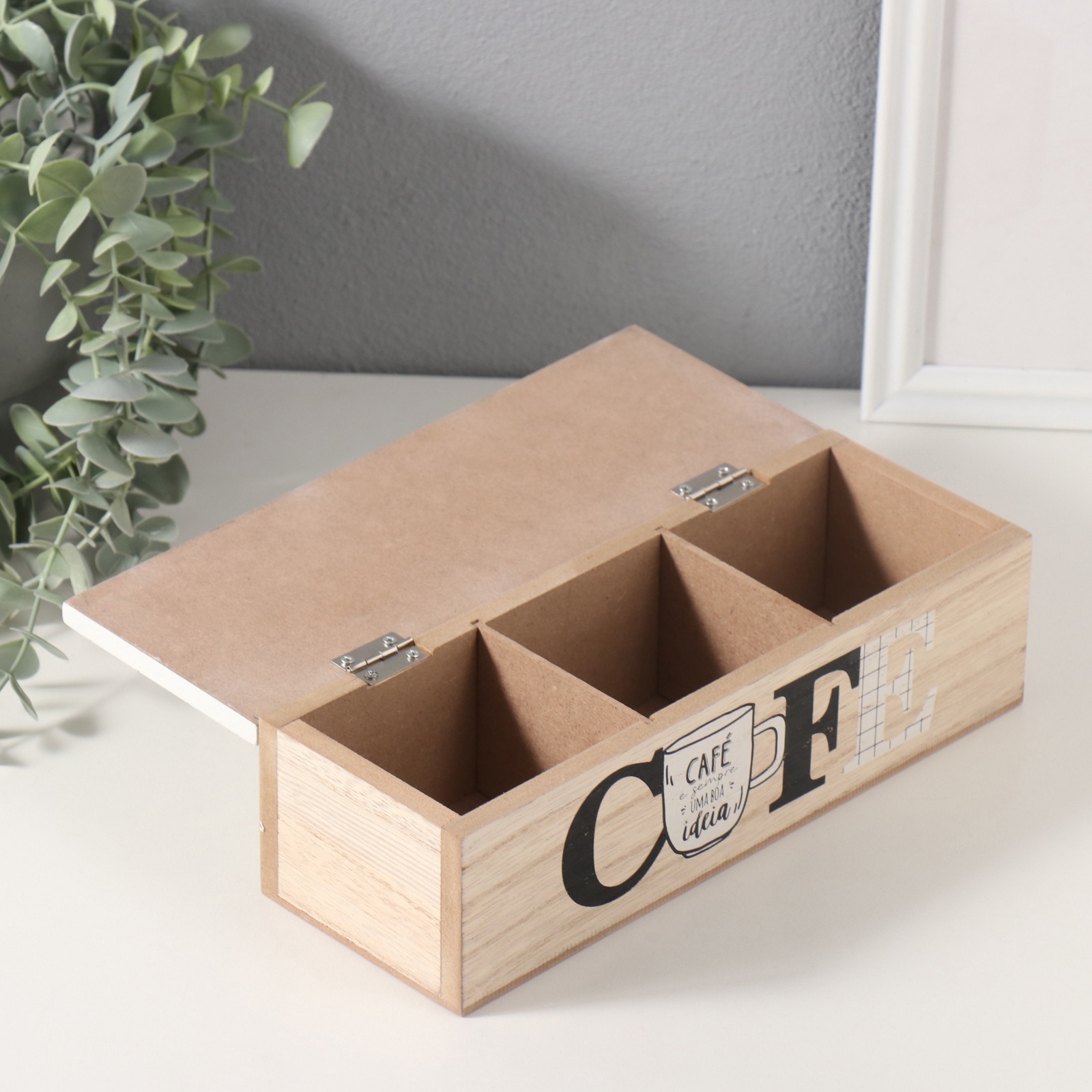 Изображение товара Шкатулка дерево 3 деления "Кофе из Испании" 8,5×23,7×7 см