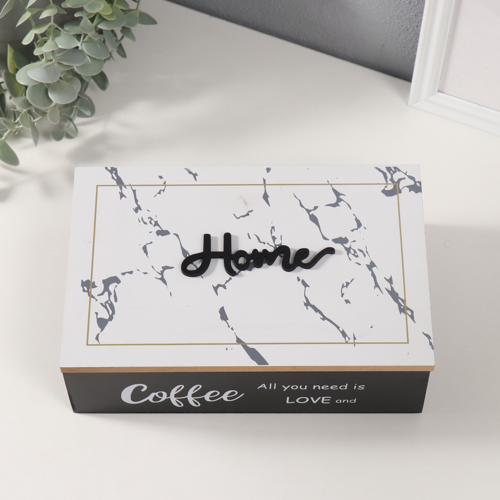 Изображение товара Шкатулка дерево 6 делений "Любовь и кофе" 23x15x7 см