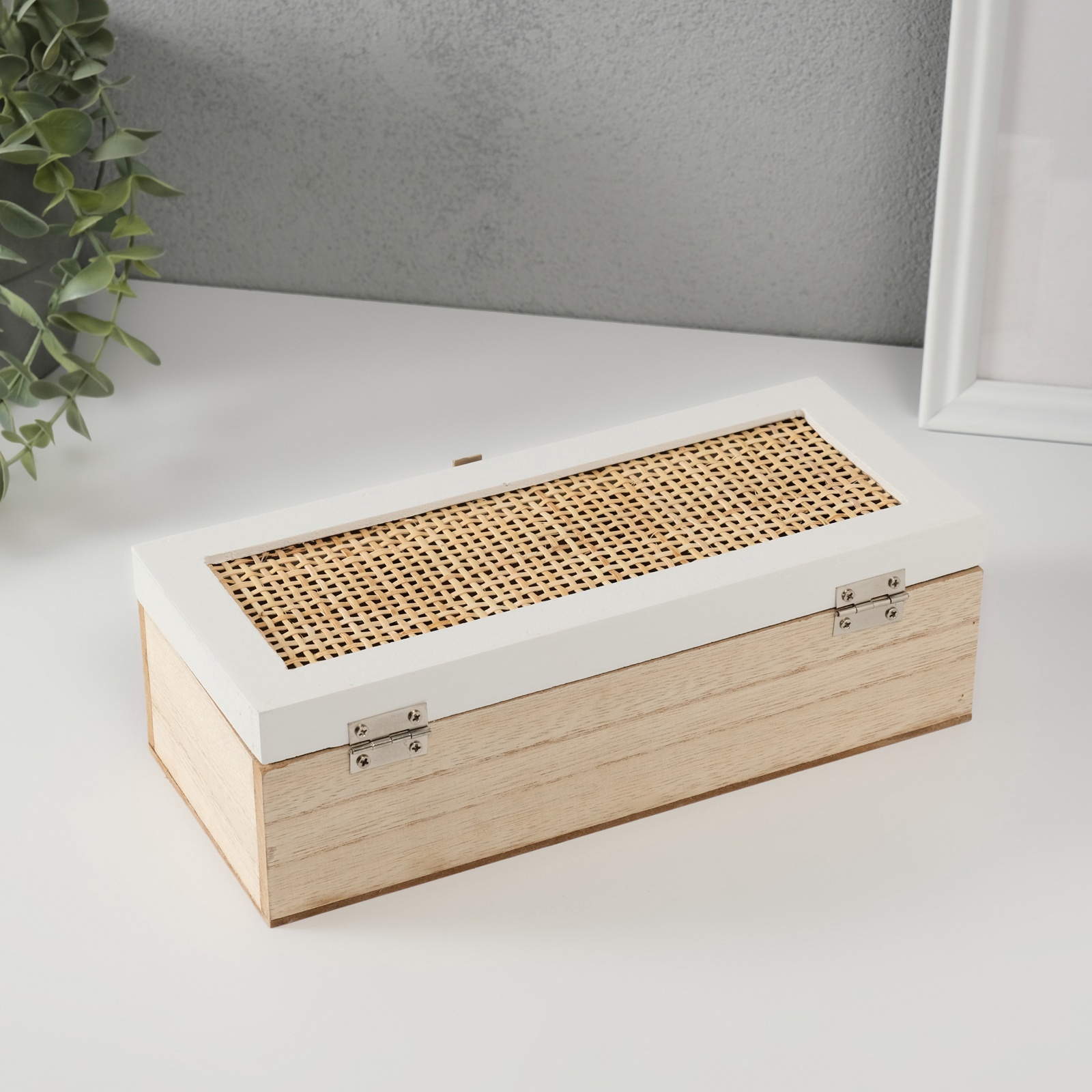 Изображение товара Шкатулка дерево с делениями Корзинное плетение 10х235х7 см 10702268