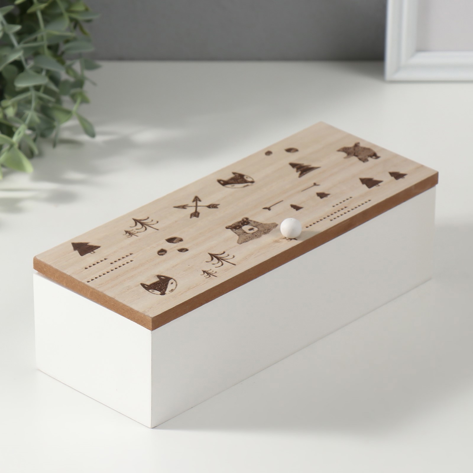 Изображение товара Шкатулка дерево с делениями Лесные звери 23х9х83 см 10500933