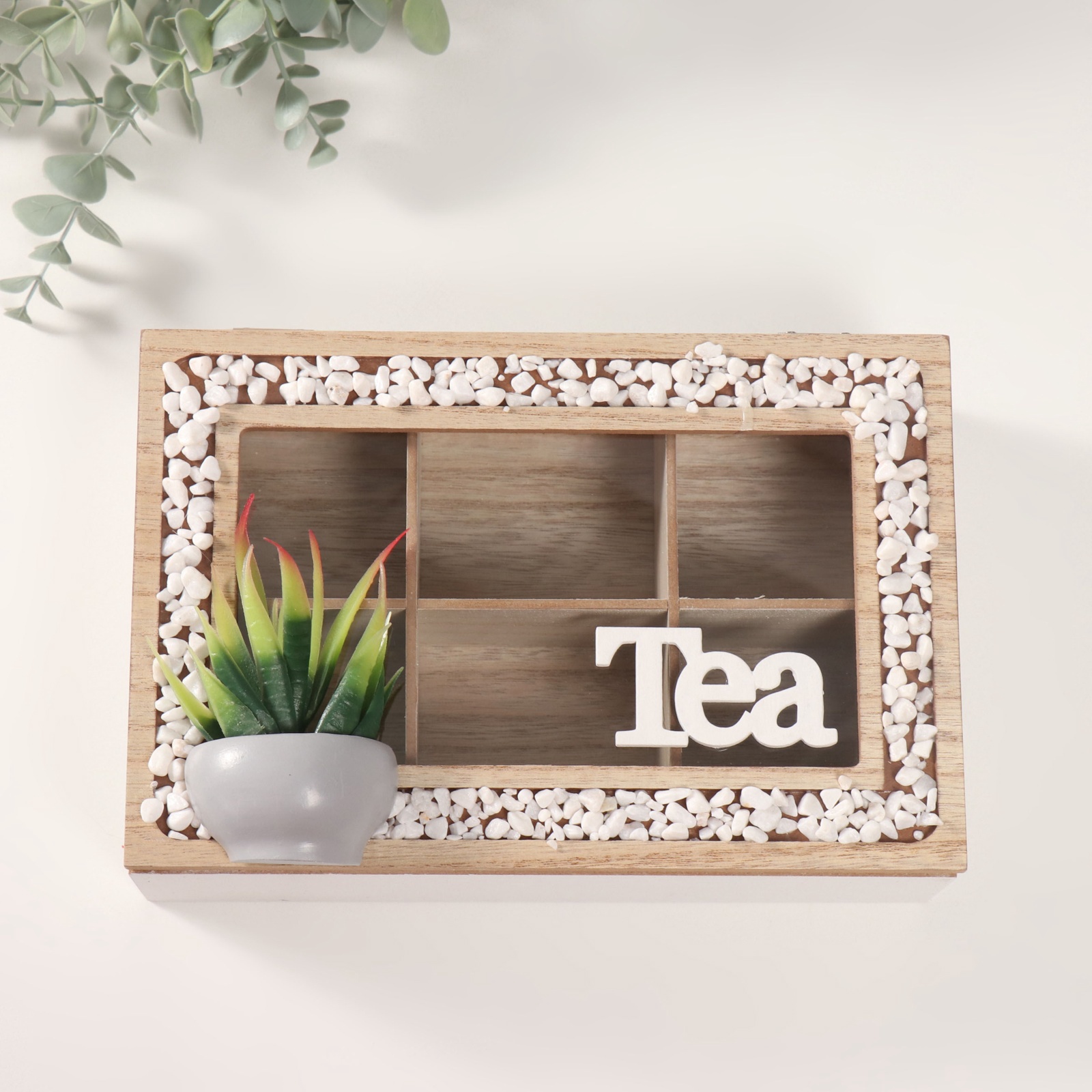 Изображение товара Шкатулка дерево с делениями Чай. Кактус в горшочке 16х235х95 см 10704955