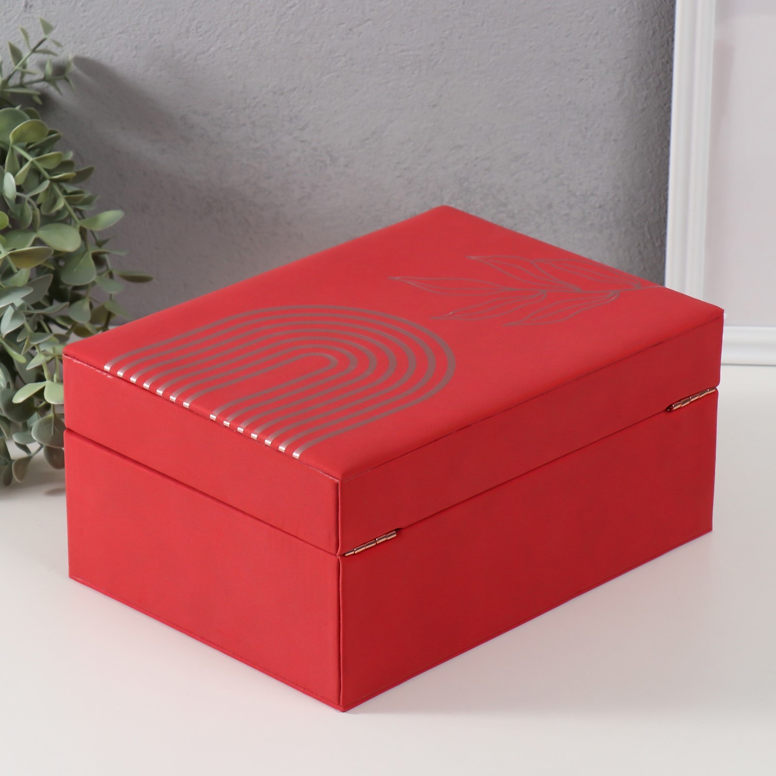 Изображение товара Шкатулка кожзам для украшений Веточка. Радуга красная 18х245х11 см 10524193