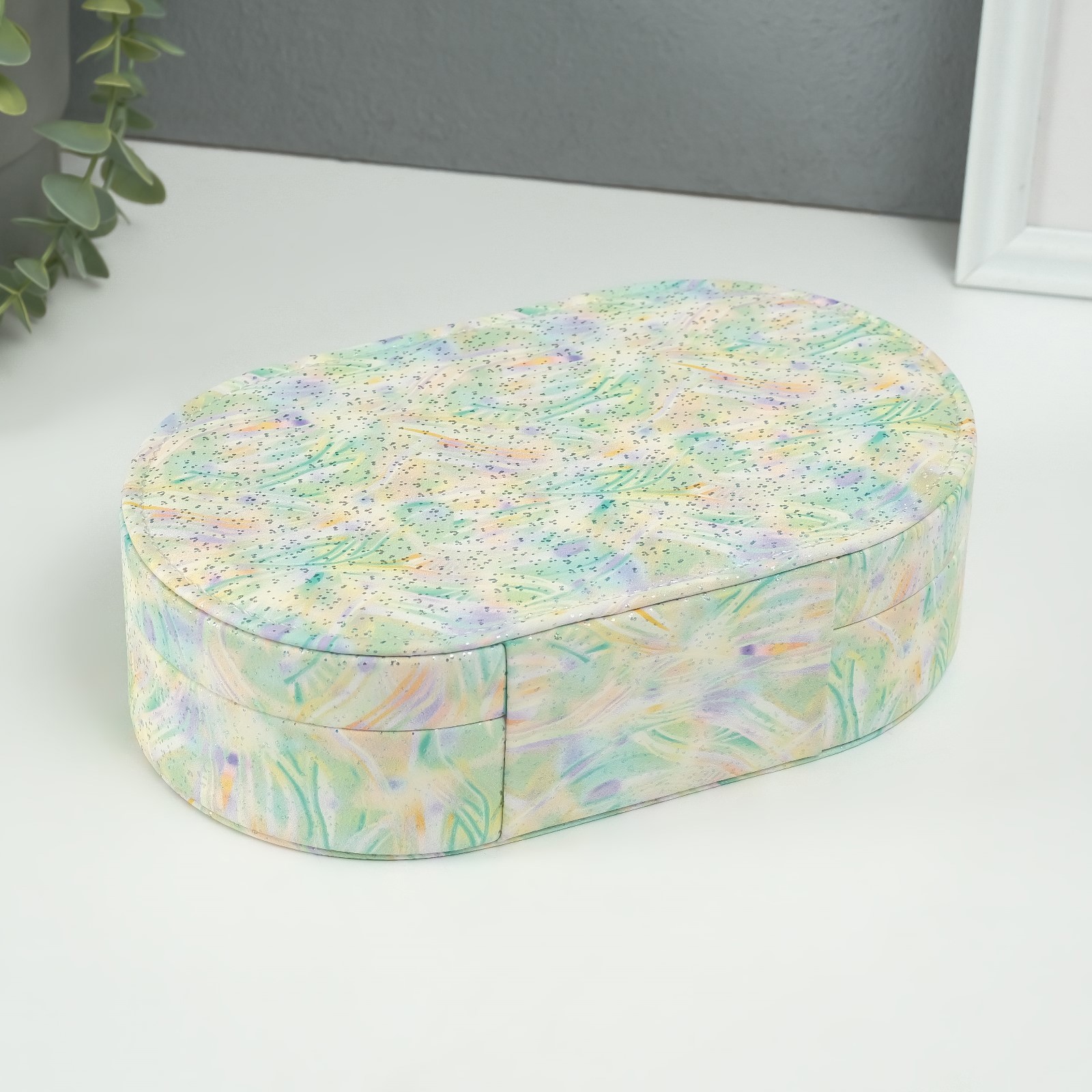 Изображение товара Шкатулка кожзам для украшений Мазки краски 13,5×22,5×6,5 см