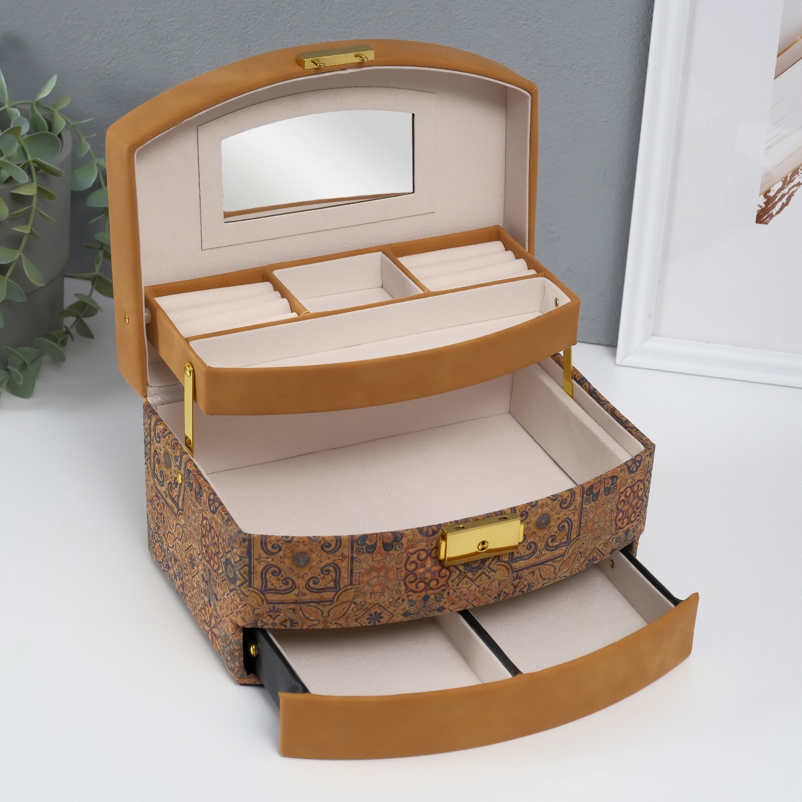 Изображение товара Шкатулка кожзам «Марокканская плитка» 16,5x22,5x13,5 см