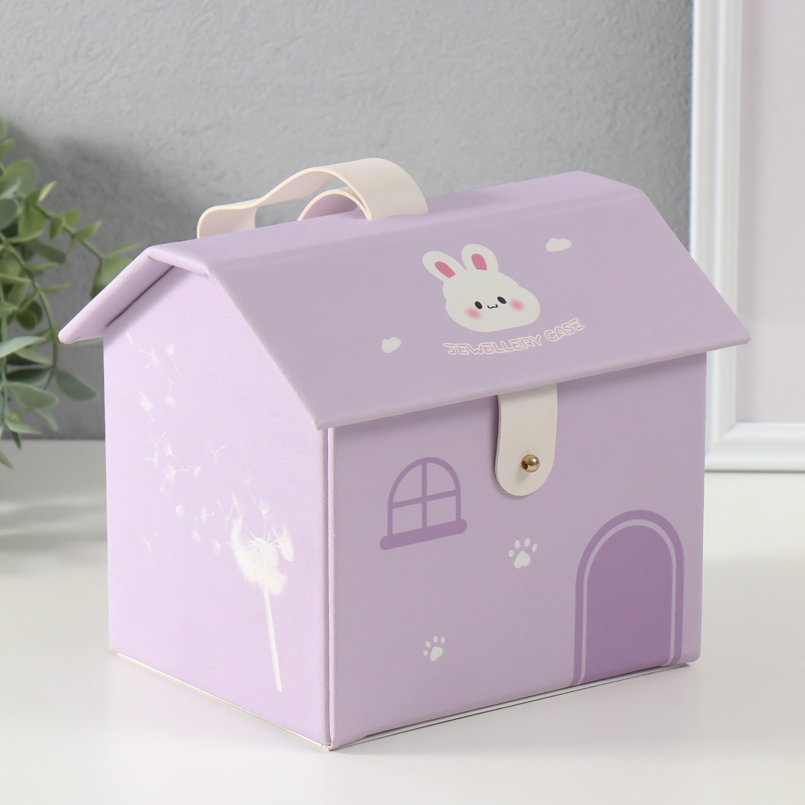 Изображение товара Шкатулка кожзам для украшений домик Зайка сирень 165х19х165 см 10518262