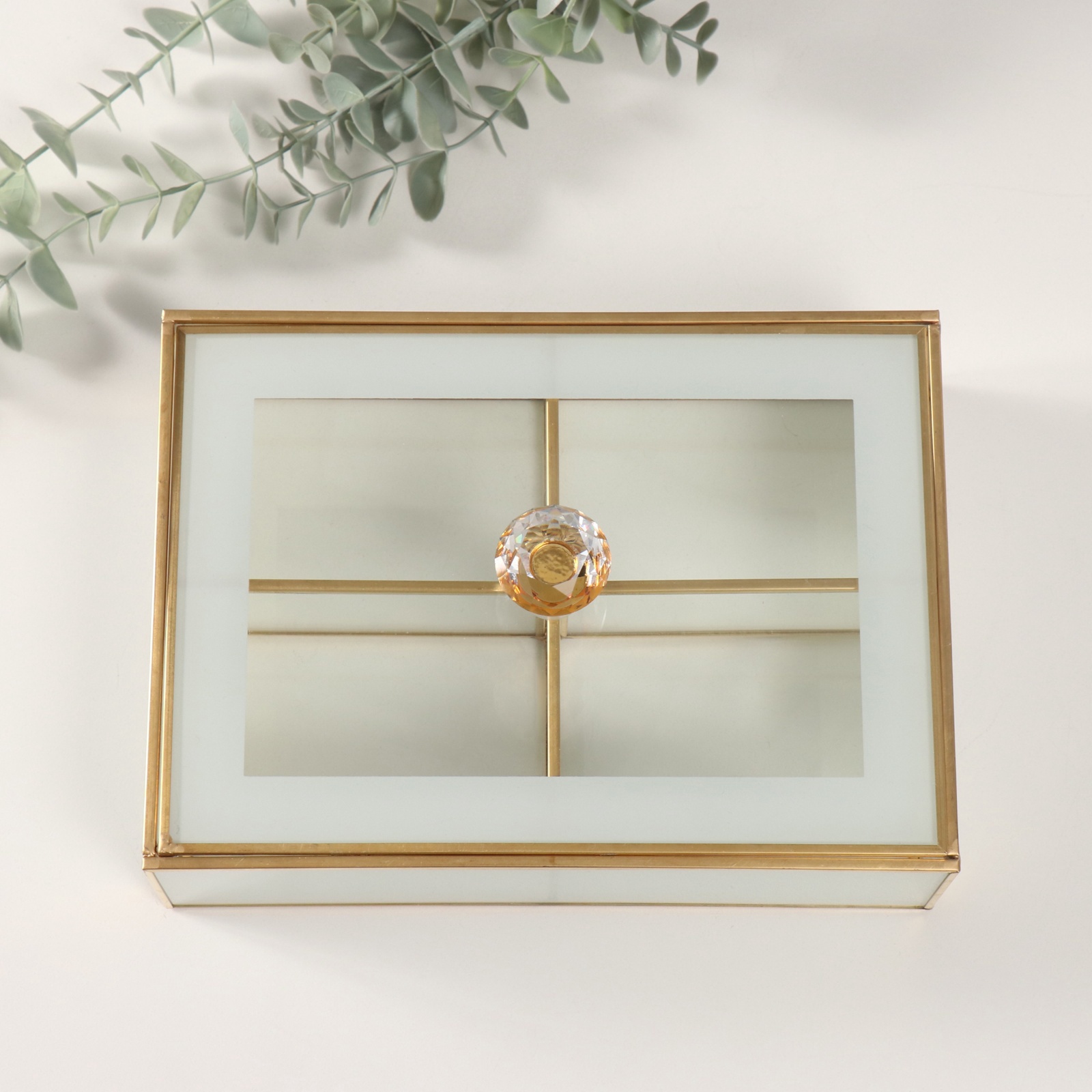 Изображение товара Шкатулка стекло с металлическим каркасом Лаконичность прозрачный белый 16х22х9 см 10700459