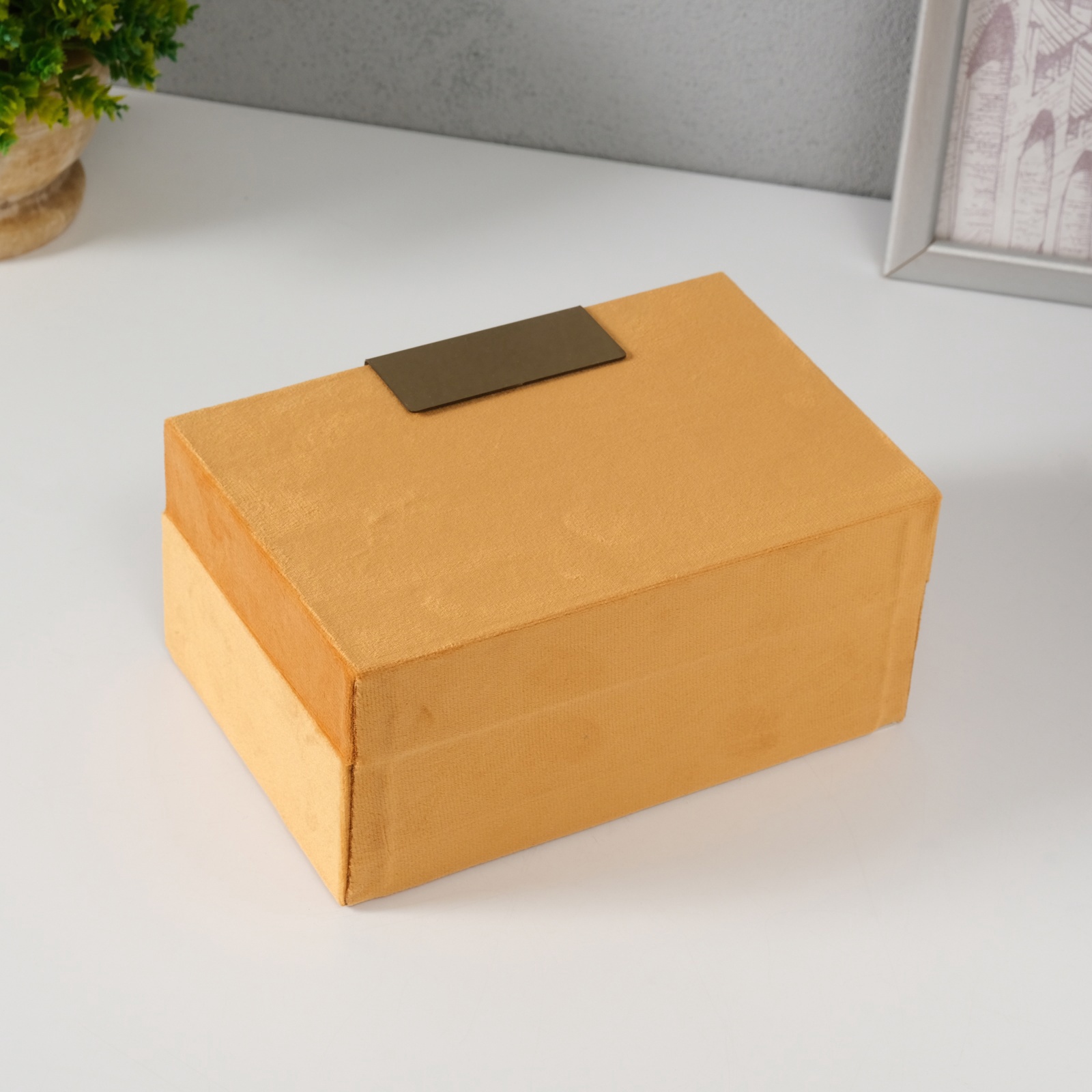 Изображение товара Шкатулка текстильная Блок горчичная