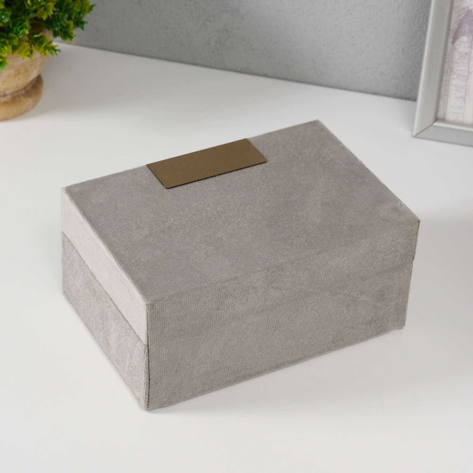 Изображение товара Шкатулка СИМА-ЛЕНД Блок текстильная серая 12,2x18x8,2 см